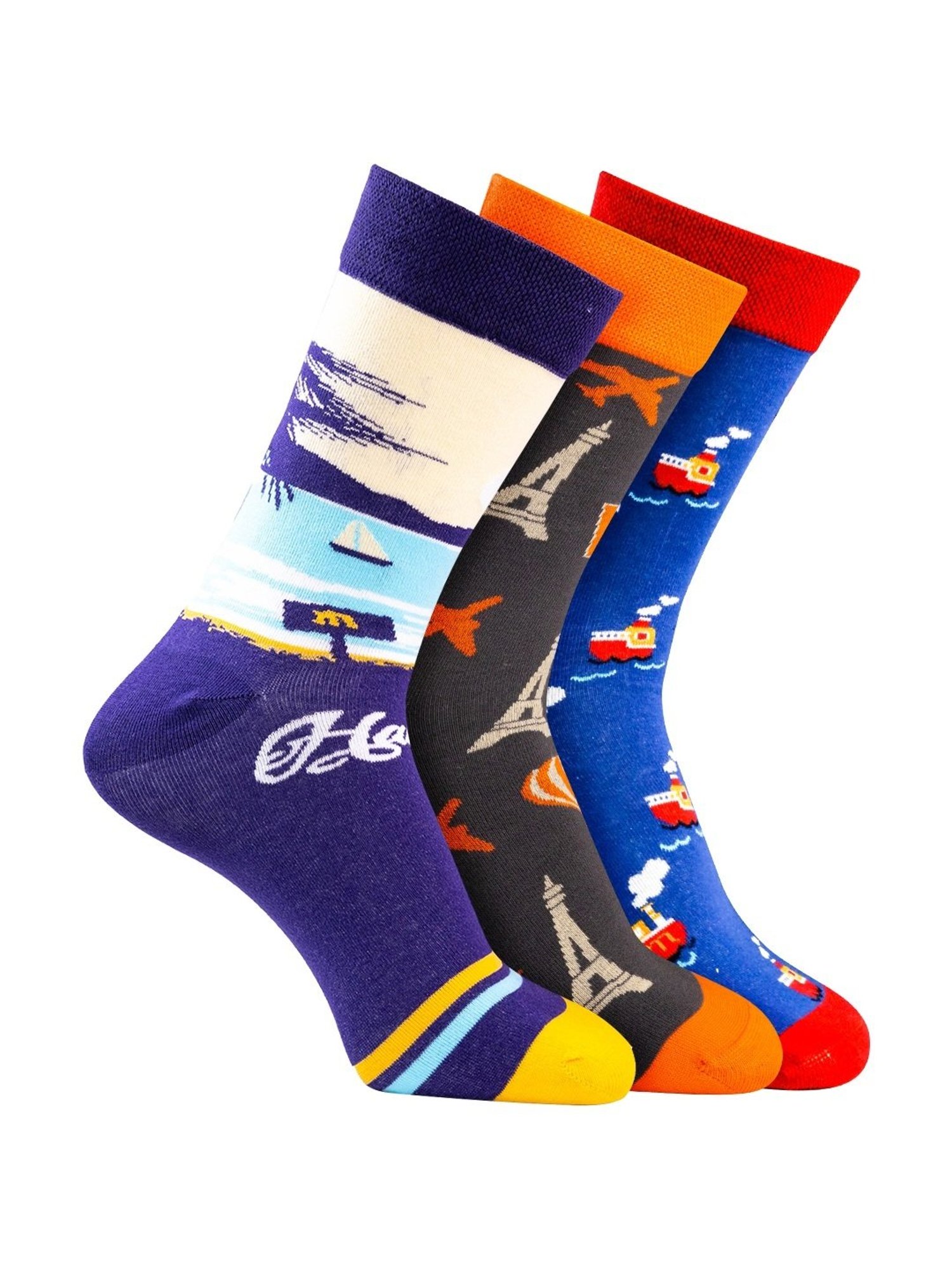 Man Arden Multicolor Printed Socks - Set of 3