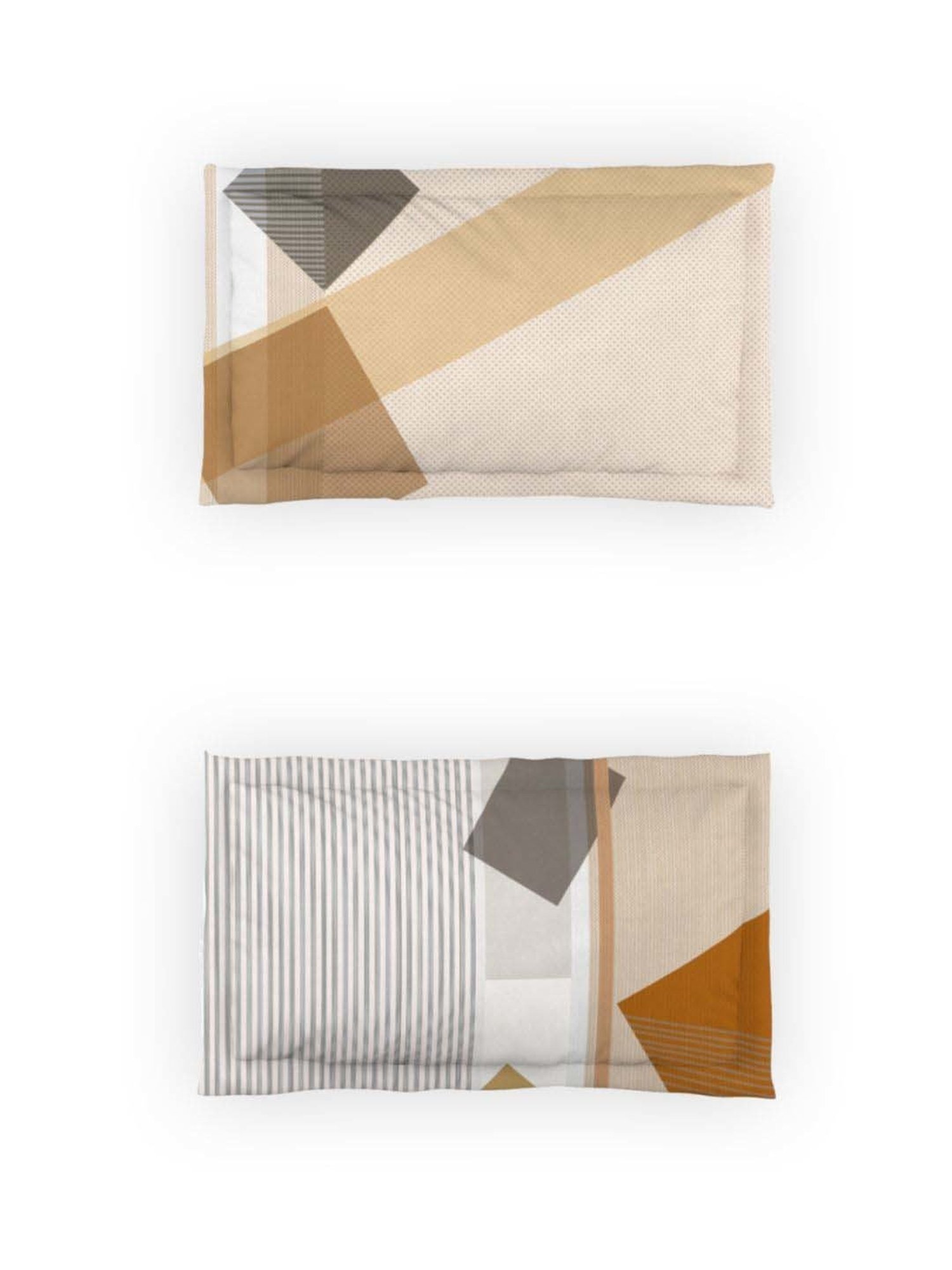 DDecor Geometric Brown 136 TC Cotton King Bedsheet with 2 Pillow Covers