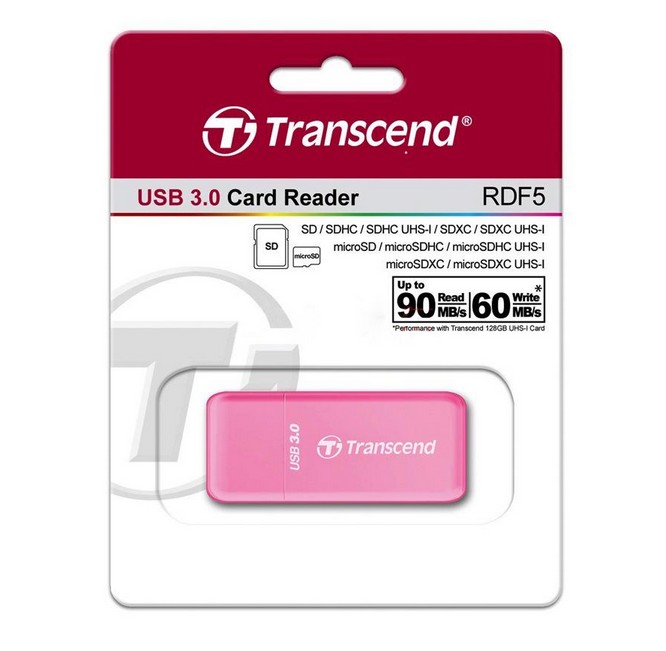 Transcend TS-RDF5K USB 3.0 Support SDHC (UHS-I), SDXC (UHS-I), microSD, microSDHC (UHS-I), and microSDXC (UHS-I) Flash Card Reader