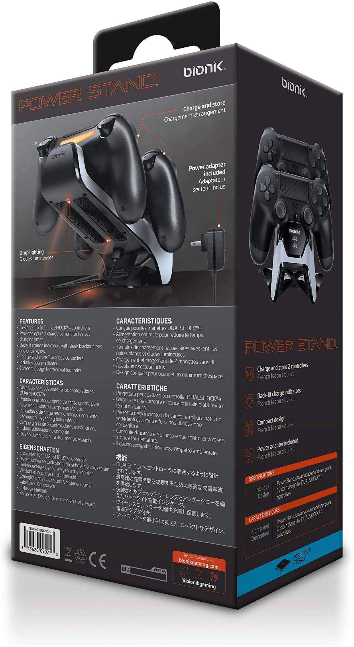 Bionik Power Stand PS4 DualStock Controllers Charger Stand Dock for PlayStation 4