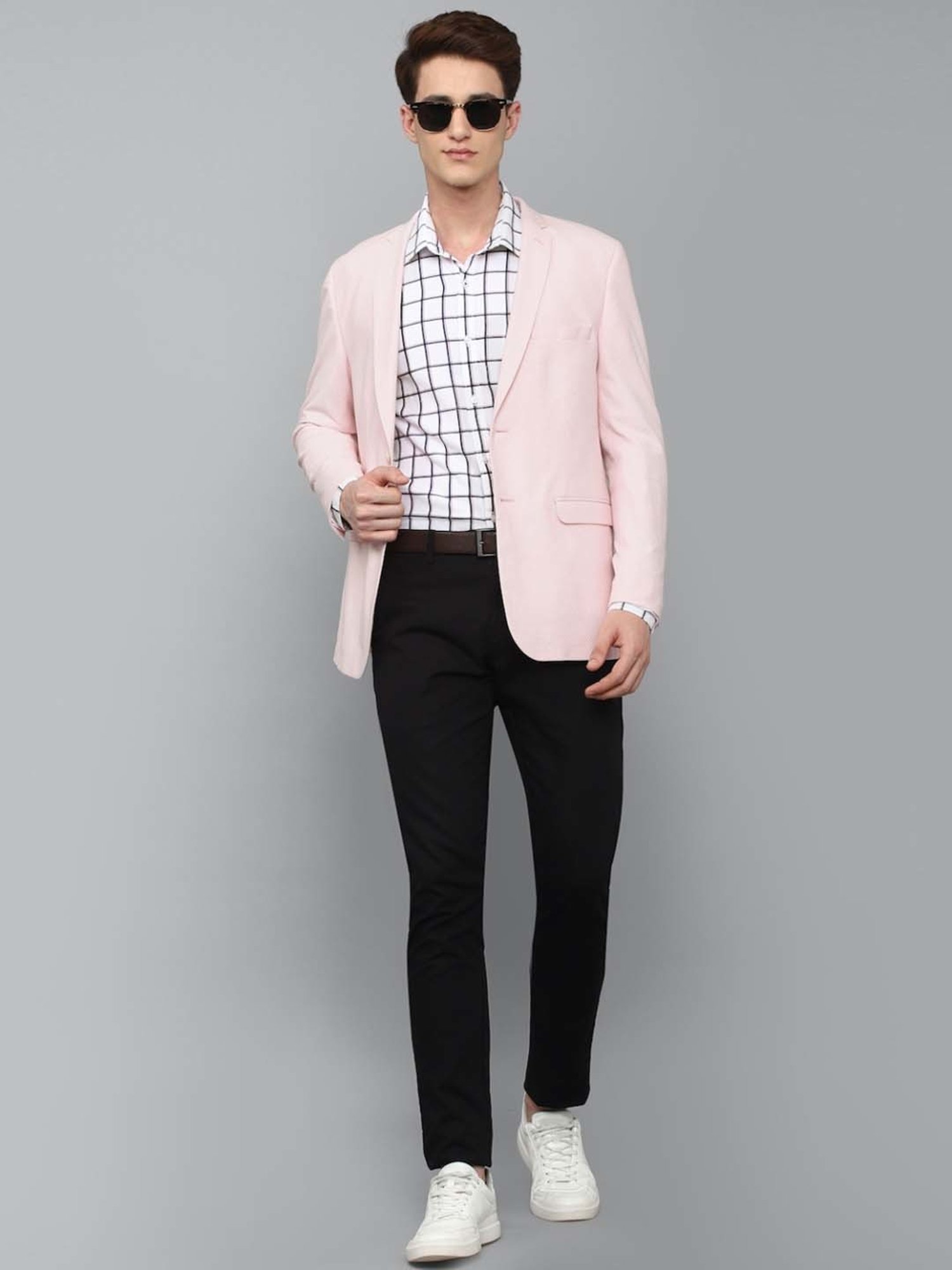 Louis Philippe Sport Pink Super Slim Fit Self Pattern Blazer