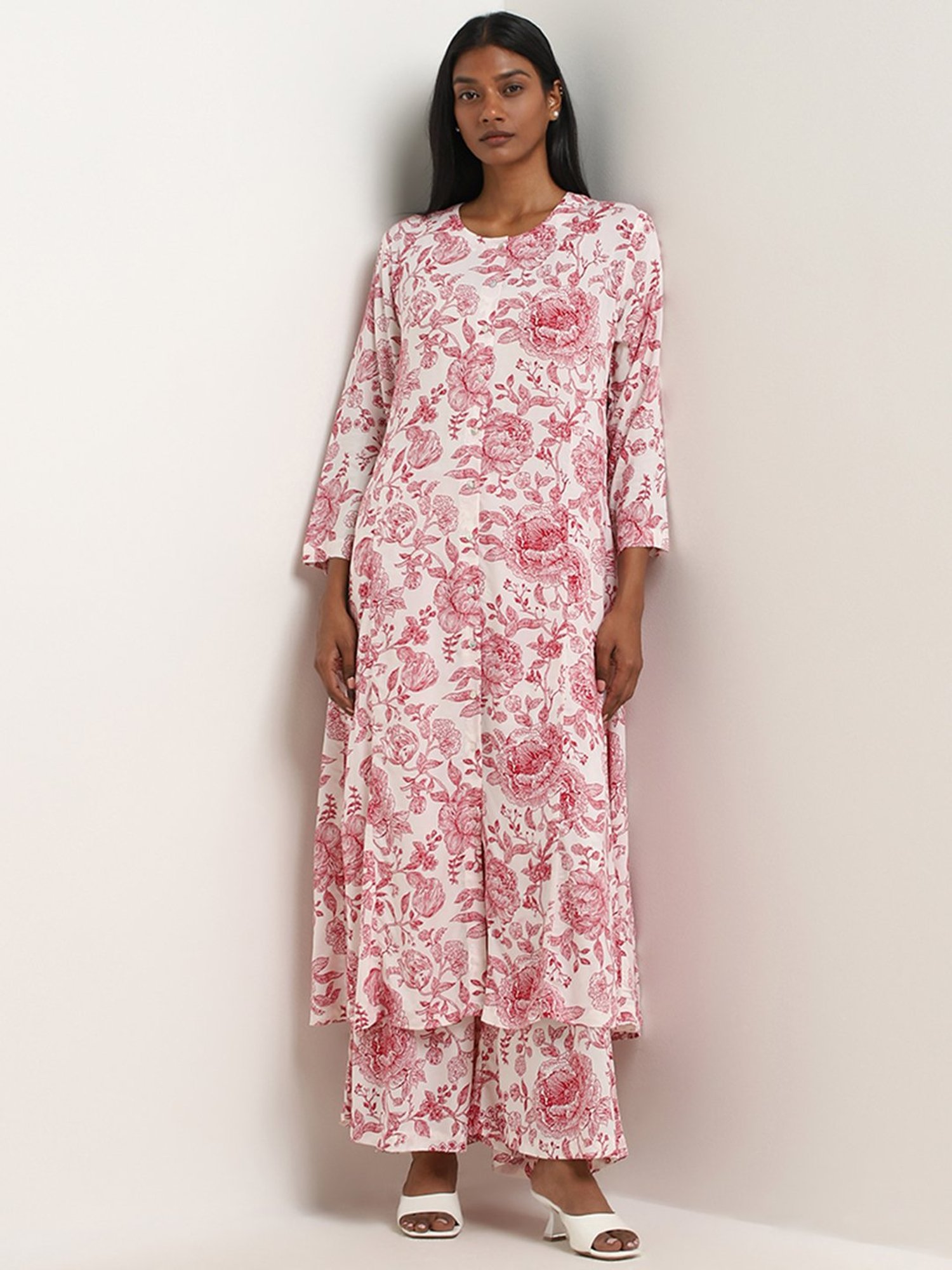 Zuba by Westside Red Rose Printed A-line Kurta