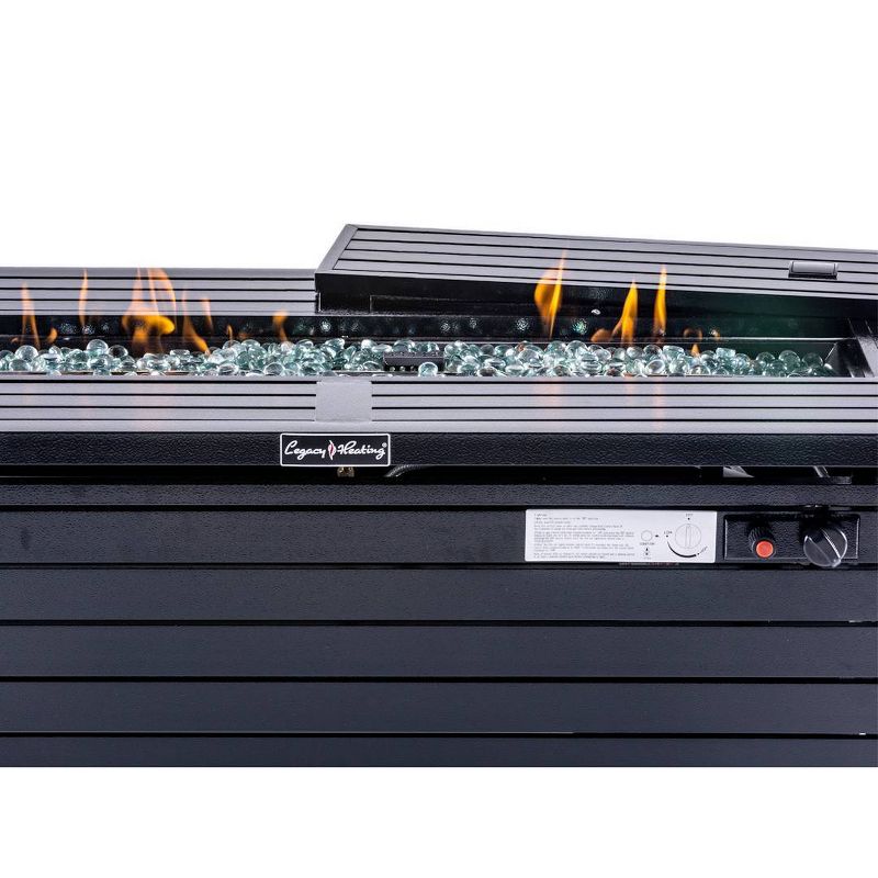 Rectangle Aluminum Fire Pit Table Hammered Black - Legacy Heating