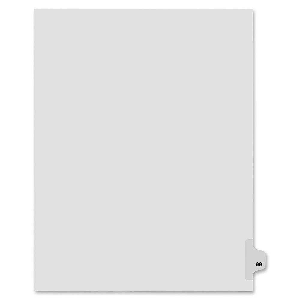 Kleer-Fax 82299 80000 Series Legal Index Dividers, Side Tab, Printed "99", 25/Pack