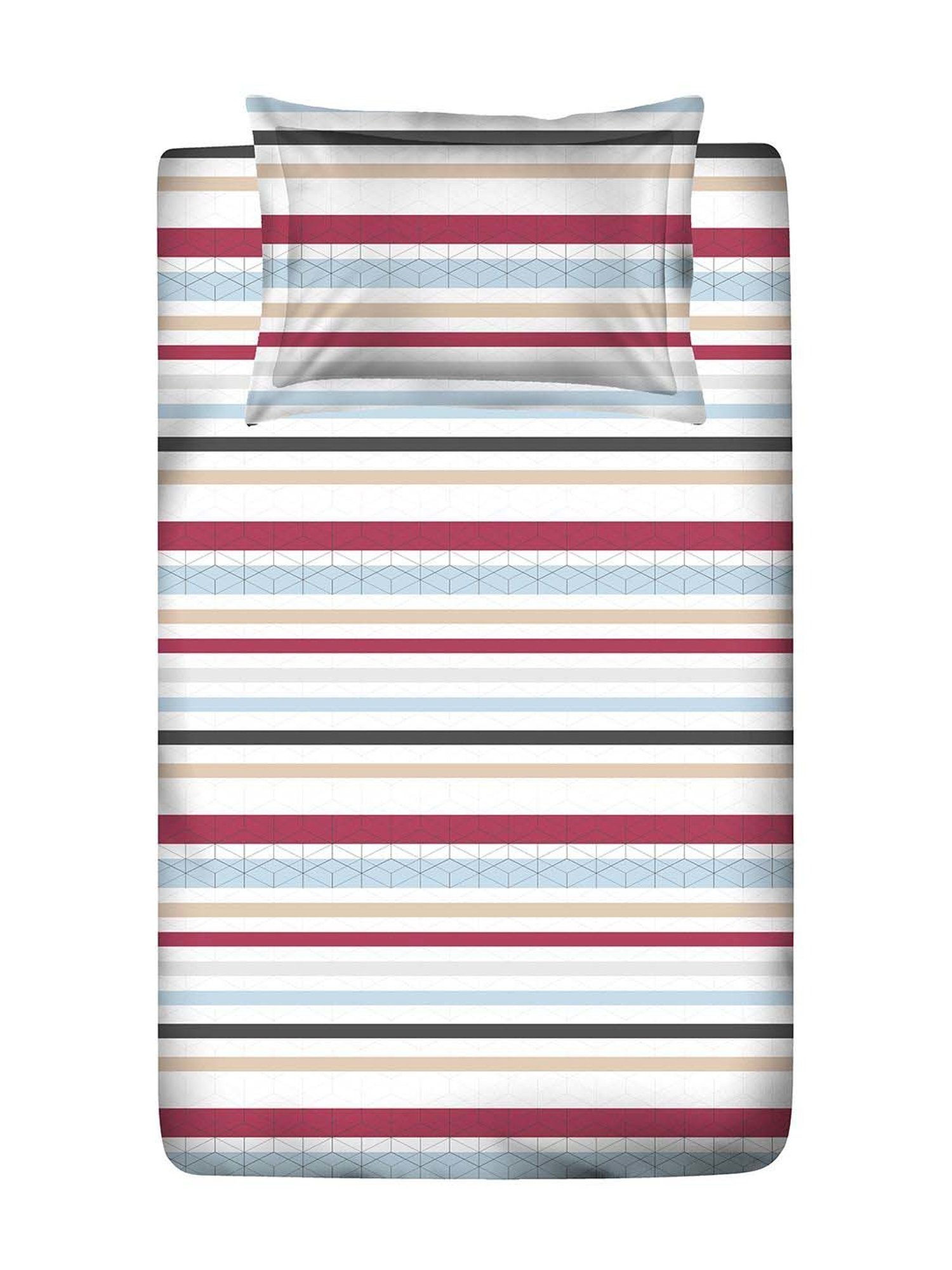 Layers Cotton Plus Multicolor Cotton Blend 120 TC Single Size Bed Sheet with Pillow Cover