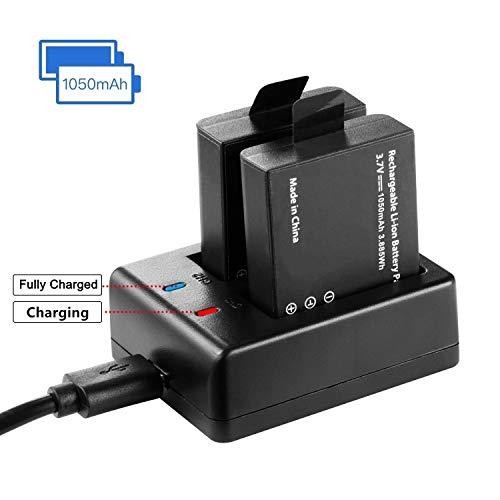 Action Camera Battery 3x1050mAh Rechargeable Sports Action Camera Battery for AKASOCampark APEMANDBPOWERNEXGADGETWiMiUSLightdowEKEN with Dual Battery Charger Kit