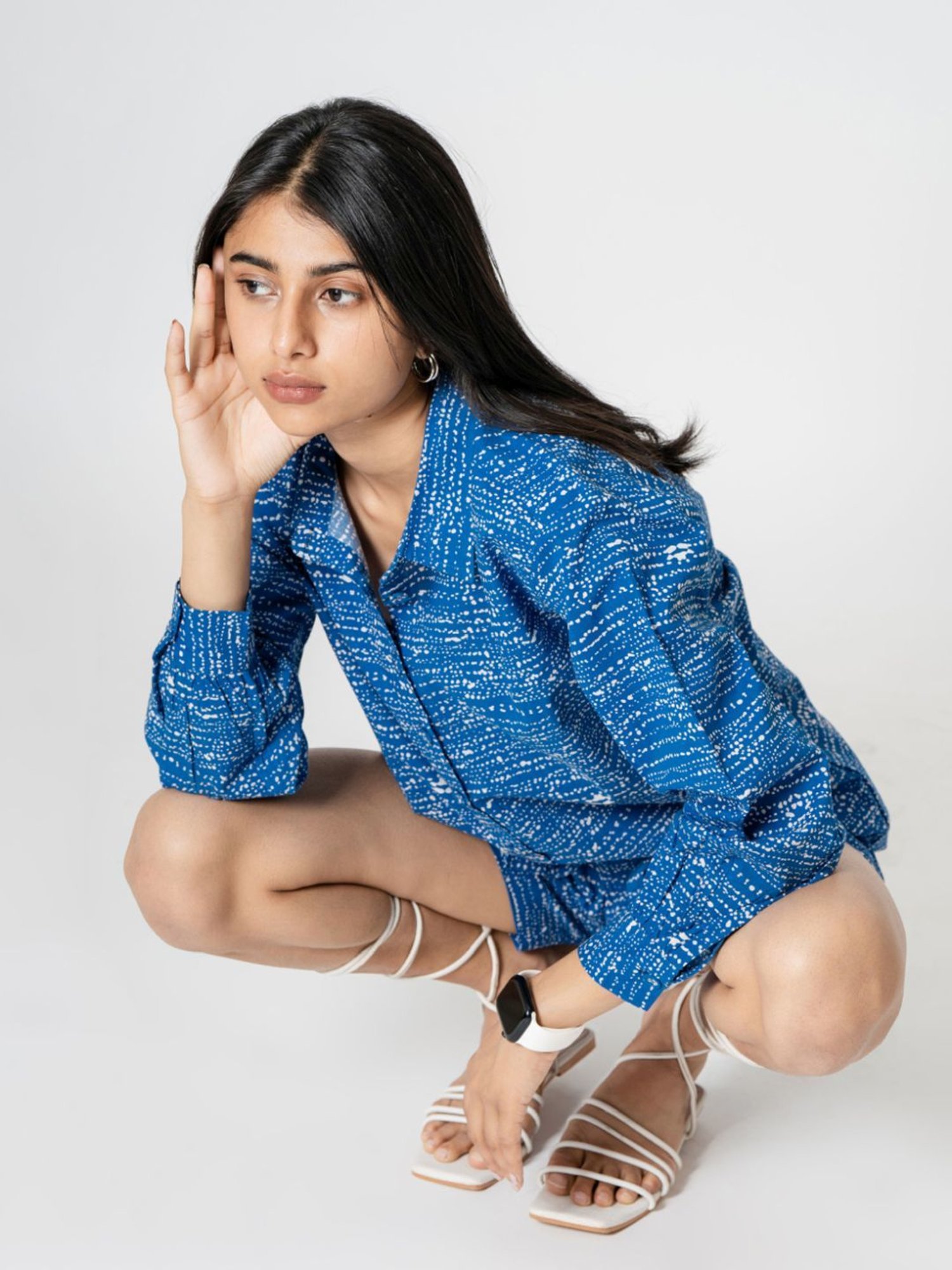 Kameez by Pooja Dotted Blue Capsule 24 Cotton Shirt and Shorts Co-ord Set