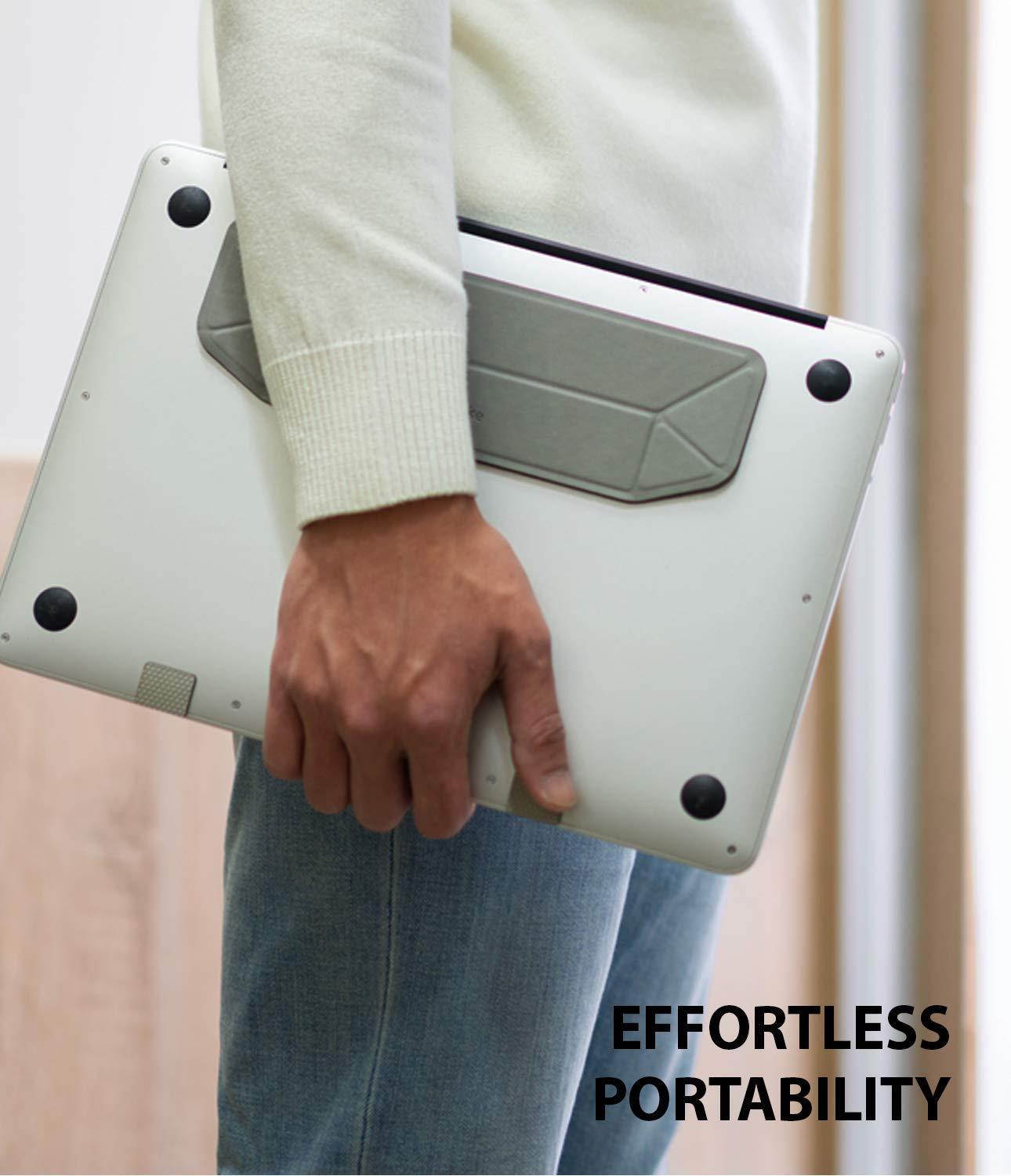 Ringke Laptop Stand [BLACK] Anti-Slide Smart Folding Portable Slim and Weightless Adhesive Stand for Laptop, iPad, Tablet, and More