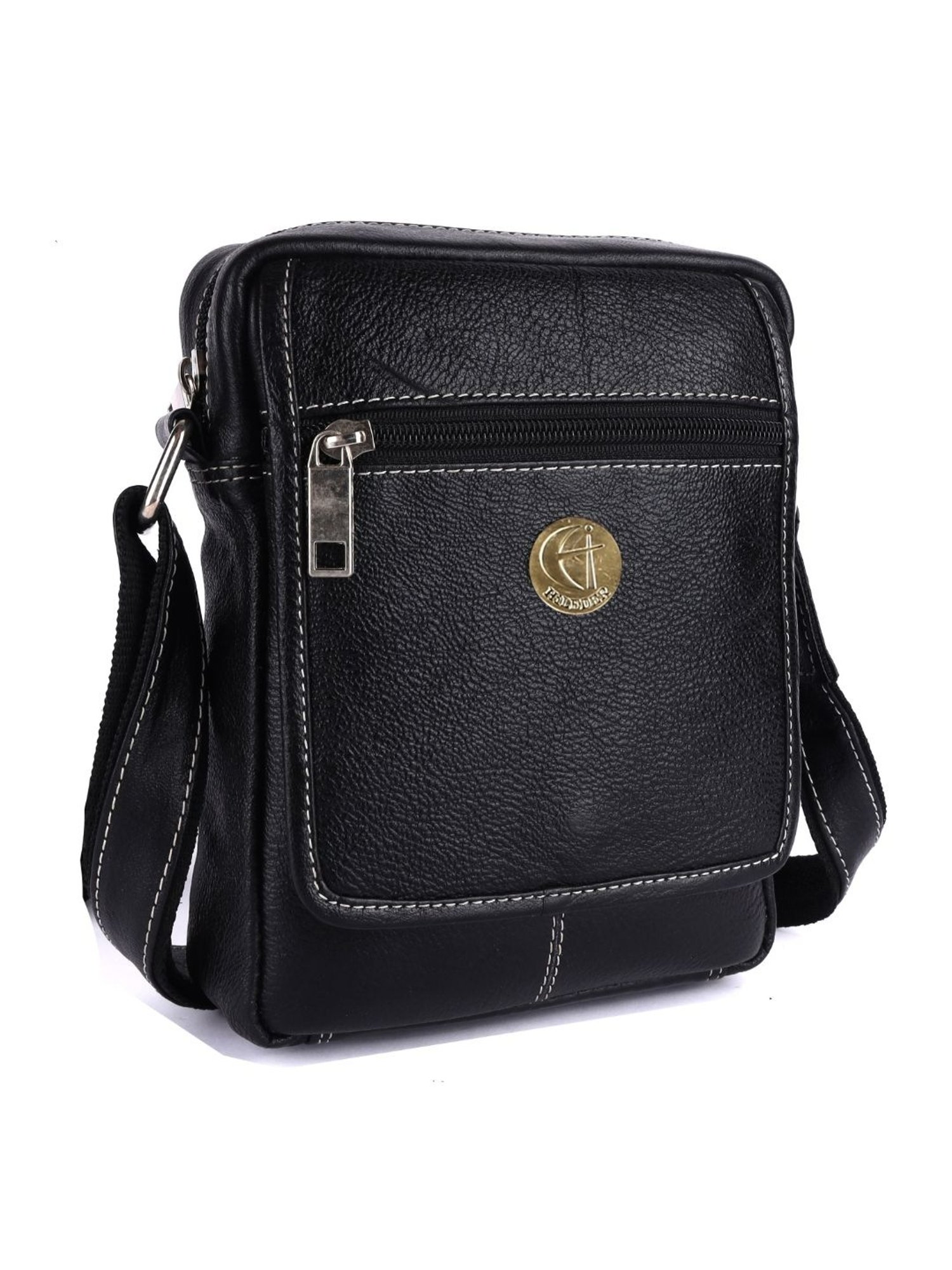 HiLEDER Black Textured Small Leather 5.5 inch Cross Body Bag