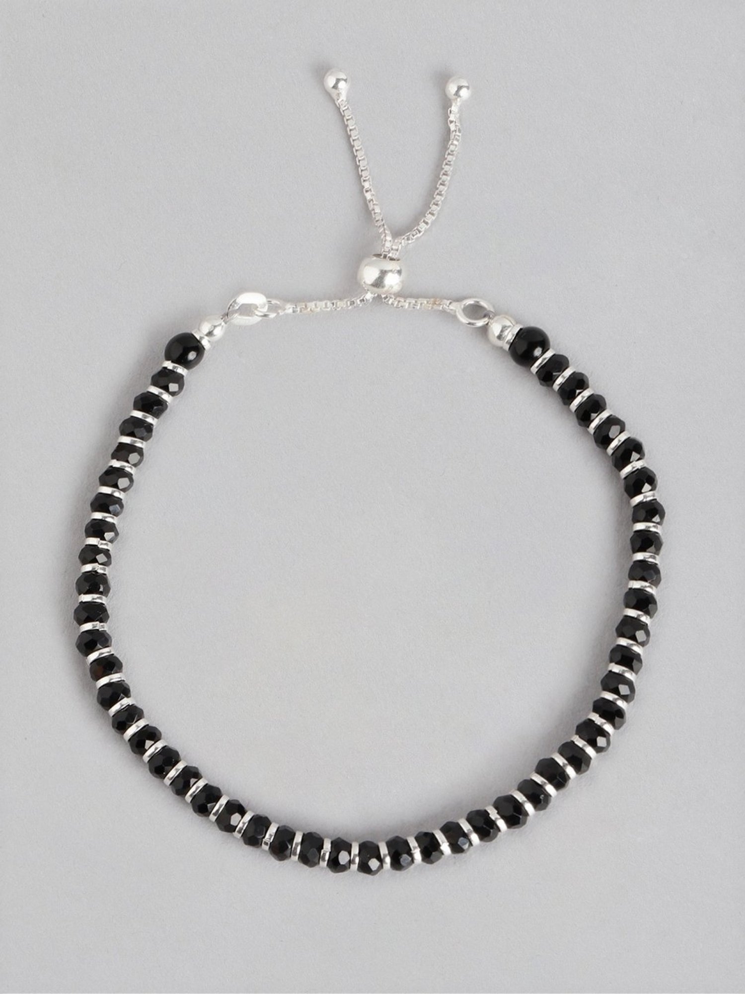 Zavya Classy Black Beaded 92.5 Sterling Silver Bracelet