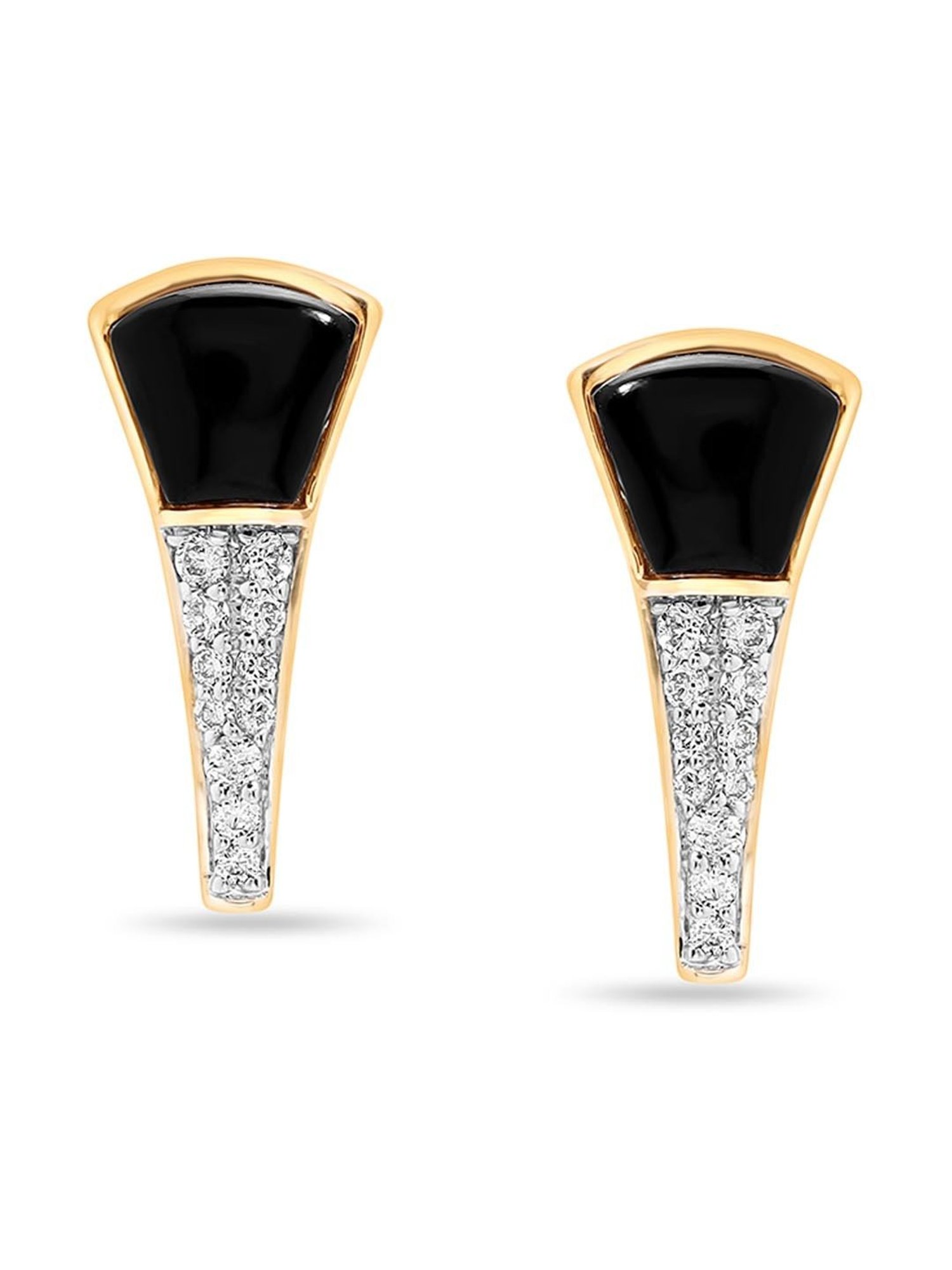 Mia by Tanishq 18k Gold Unique Diamond and Onyx Stud Earrings for Women
