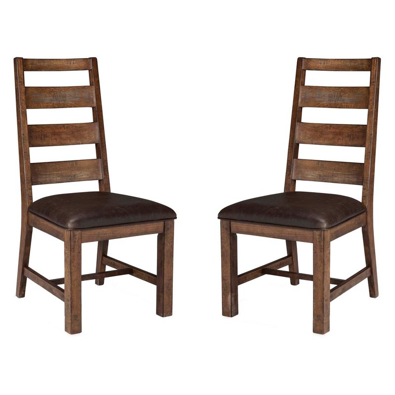 Set of 2 Taos Ladderback Side chair with Faux Leather seat Brown - Intercon