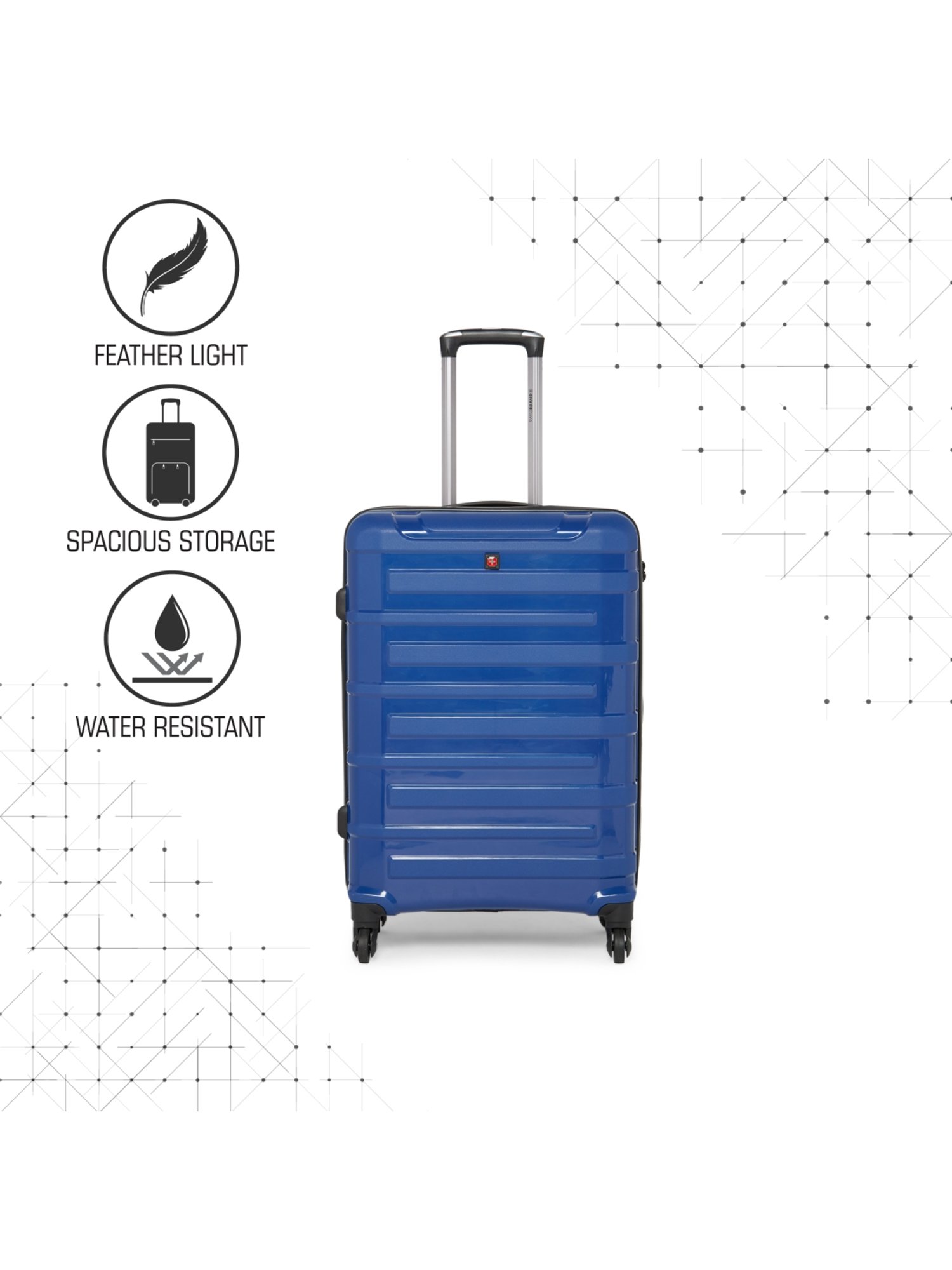 Swiss Brand Sion Dark Blue & Black Medium Hard Trolley Bag - 25 cm