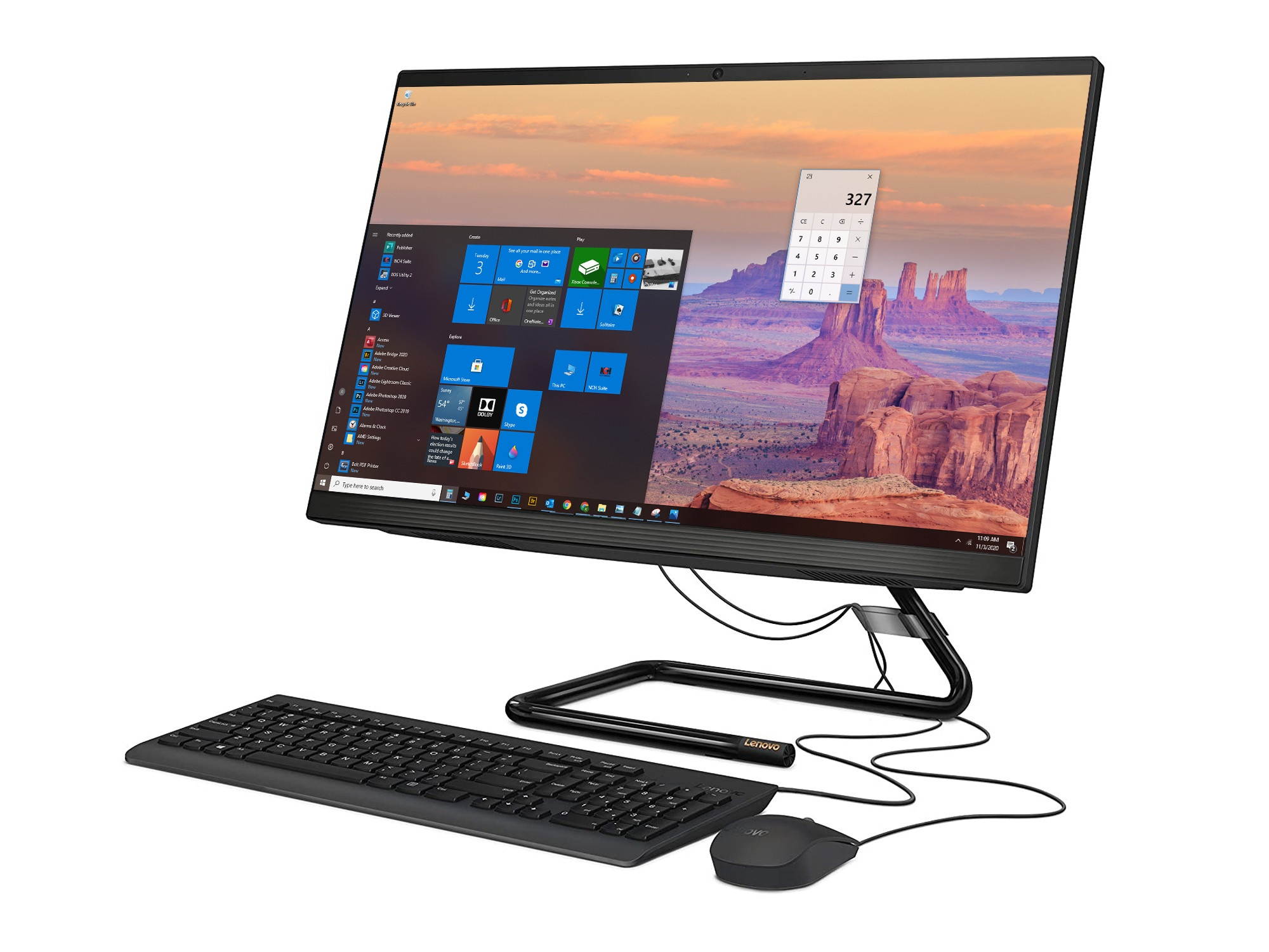 Lenovo IdeaCentre 3 All-in-One, 23.8" FHD Display, AMD Ryzen 3 4300U Upto 3.7GHz, 8GB RAM, 256GB NVMe SSD, DVDRW, HDMI, Card Reader, Wi-Fi, Bluetooth, Windows 10 Pro