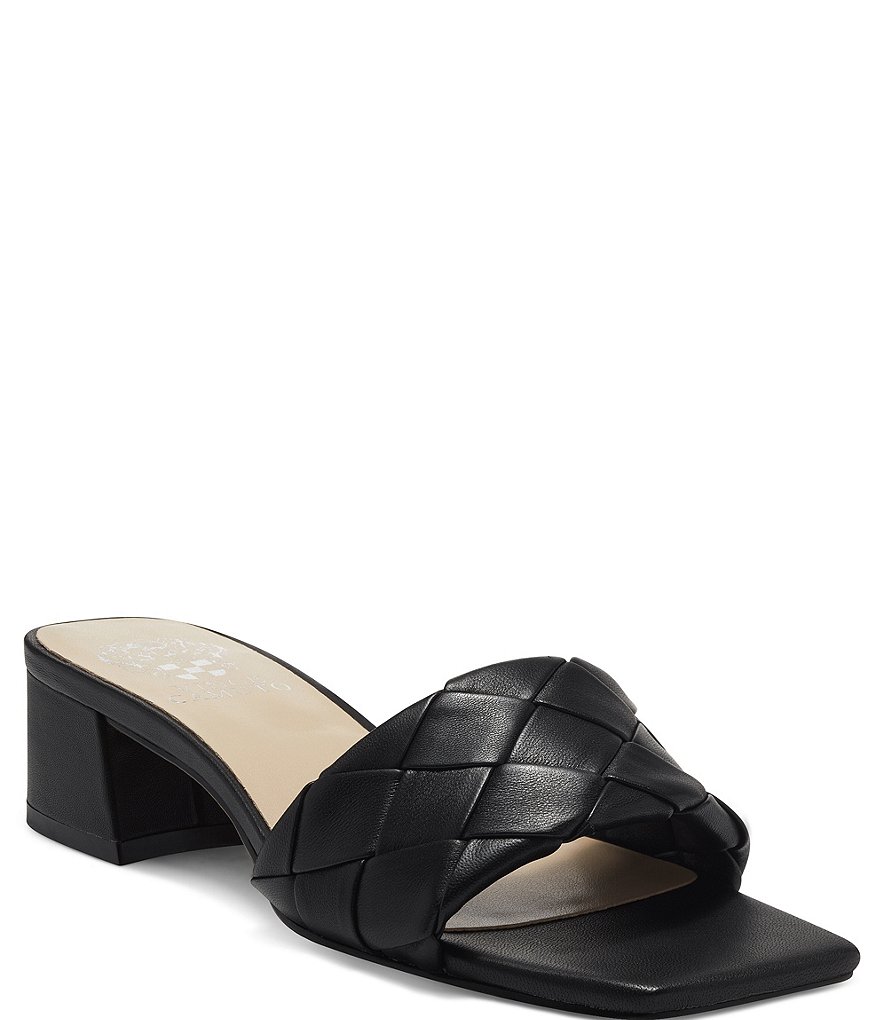 Vince Camuto Semtera Woven Strap Block Heel Square Toe Slides