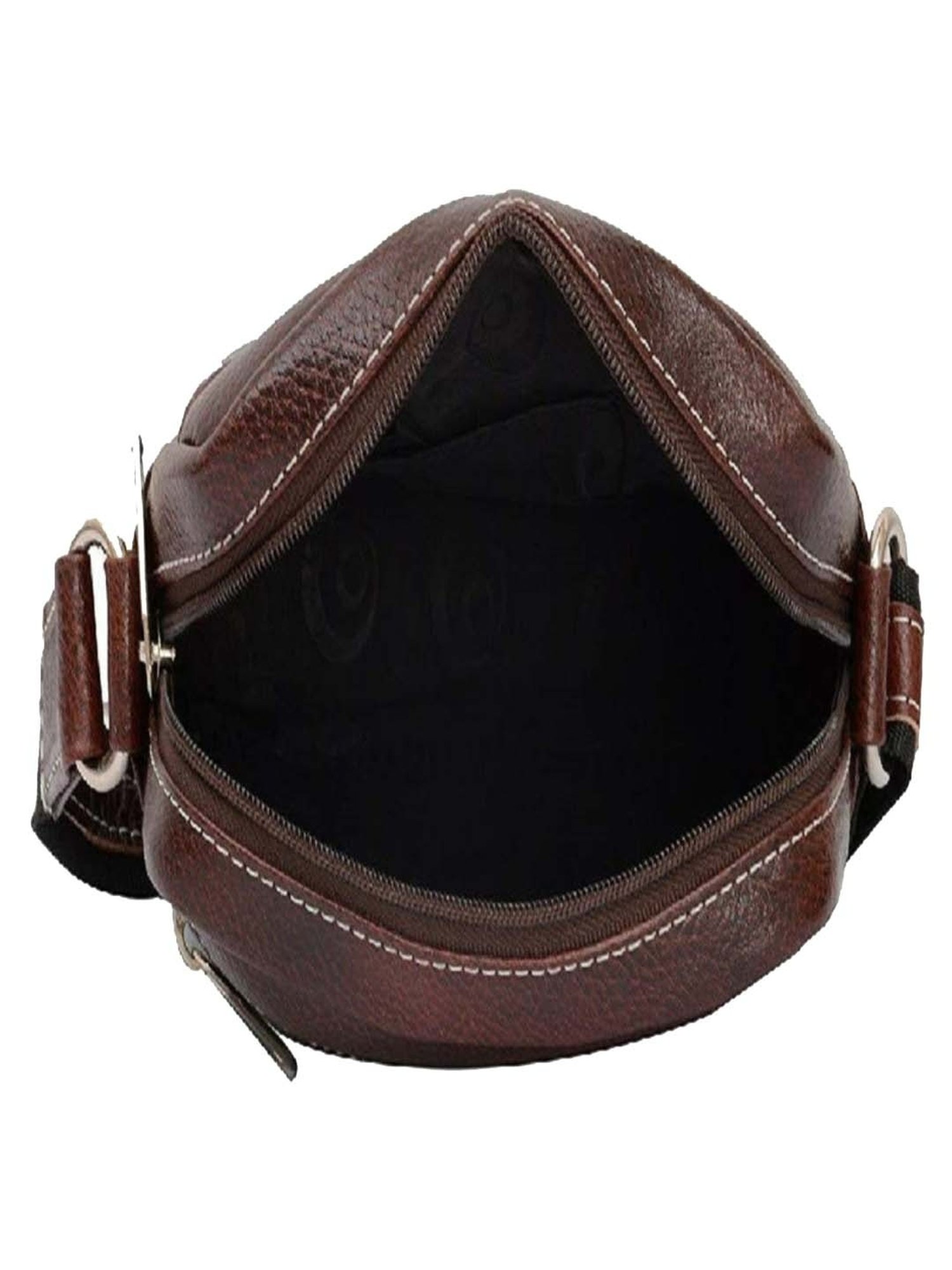 HiLEDER Brown Textured Small Leather 5.5 inch Cross Body Bag