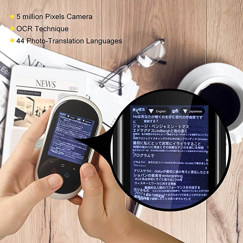 Language Translator Device Two Way Instant Voice Translator Support 106 Languageswith Camera Translation for Travelling Abroad Learning Shopping Business Chat Shopping White