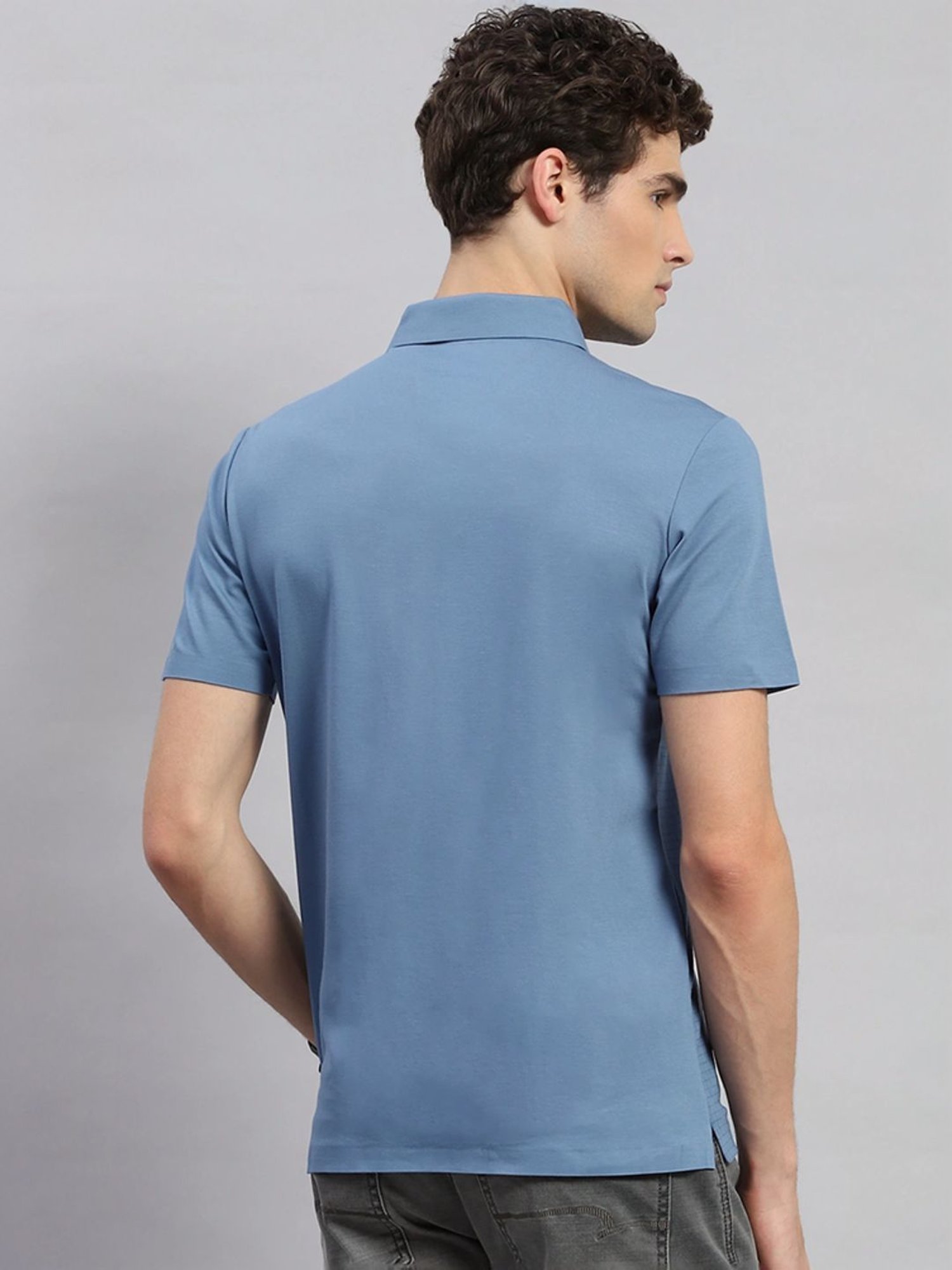 Monte Carlo Blue Regular Fit Printed Polo T-Shirt
