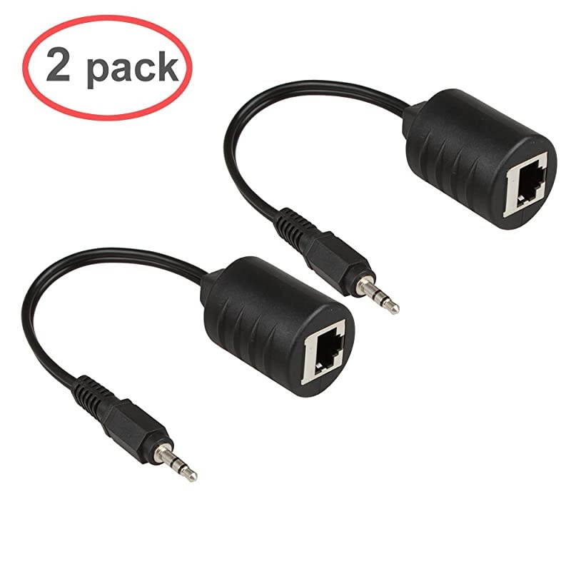 2Pack 3.5mm Stereo to RJ45 Female Extender Over Cat5&Cat6 Cable (2X 3.5mm to RJ45 Female)