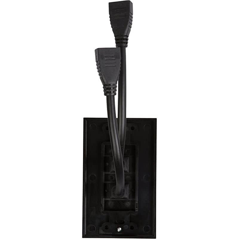 HDMI Wall Plate [UL Listed] with 6-Inch Pigtail (10, Black Kit 2 Port)