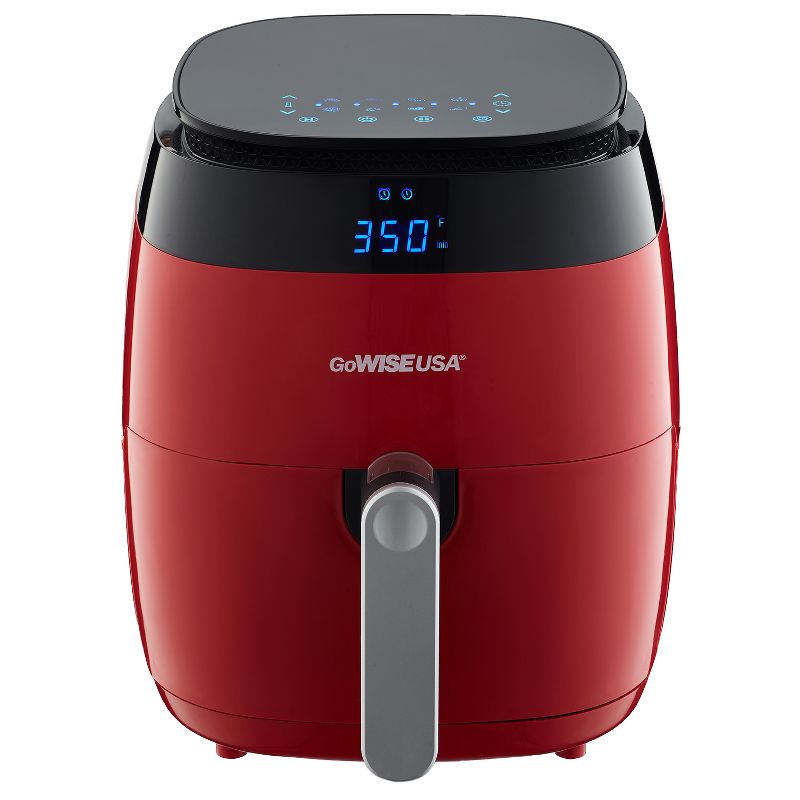 GoWISE USA GW22826-S 1500 Watt 5 Quart Digital Touchscreen Countertop Air Fryer with 8 Preset, Red
