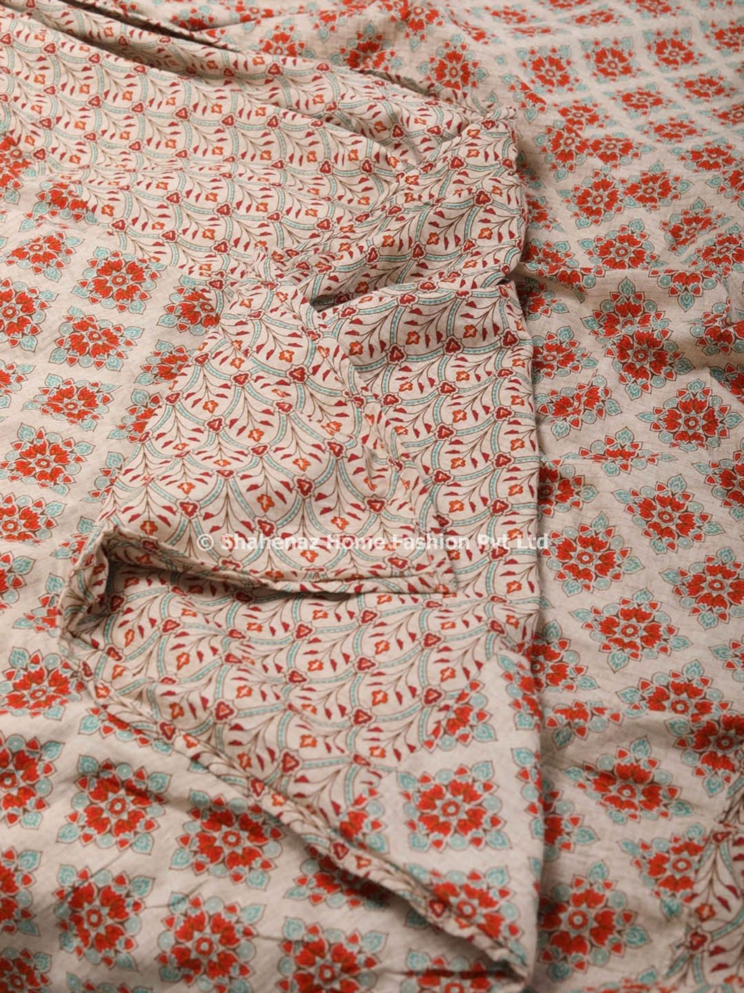 Shahenaz Anjali Floral Orange Cotton Double Reversible Dohar