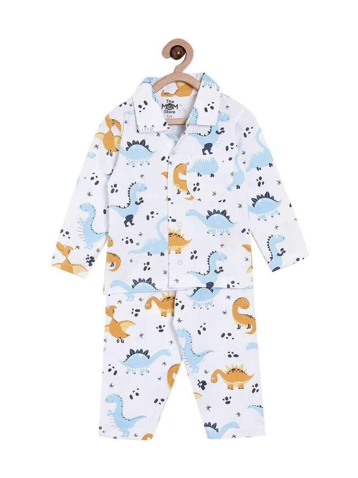 The Mom Store Boys Multicolor Cotton Printed Full Sleeves Shirt Set