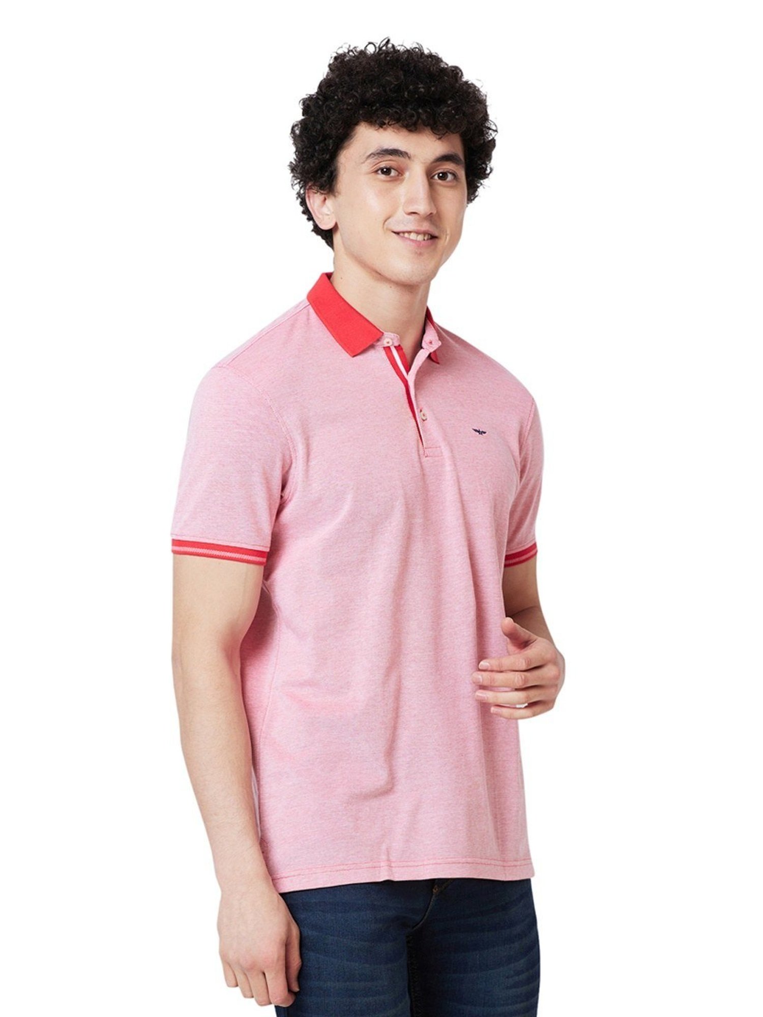 Park Avenue Red Cotton Slim Fit Polo T-Shirt
