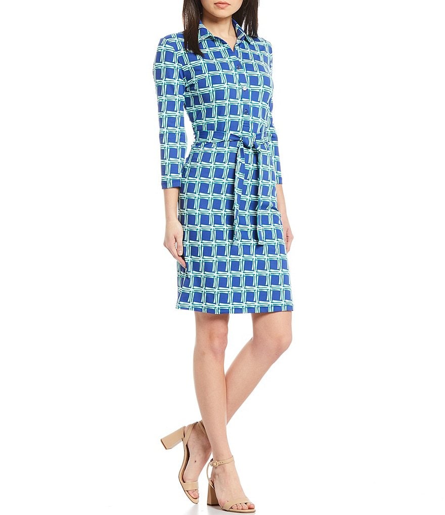 J.McLaughlin Calla Collared Button Front Belted Shirtdress