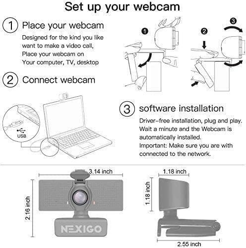 1080P Web Camera, HD Webcam with Microphone & Privacy Cover, 2021 NexiGo N60 USB Computer Camera, 110-degree Wide Angle, Plug and Play, for Zoom/Skype/Teams/OBS, Conferencing and Video Calling