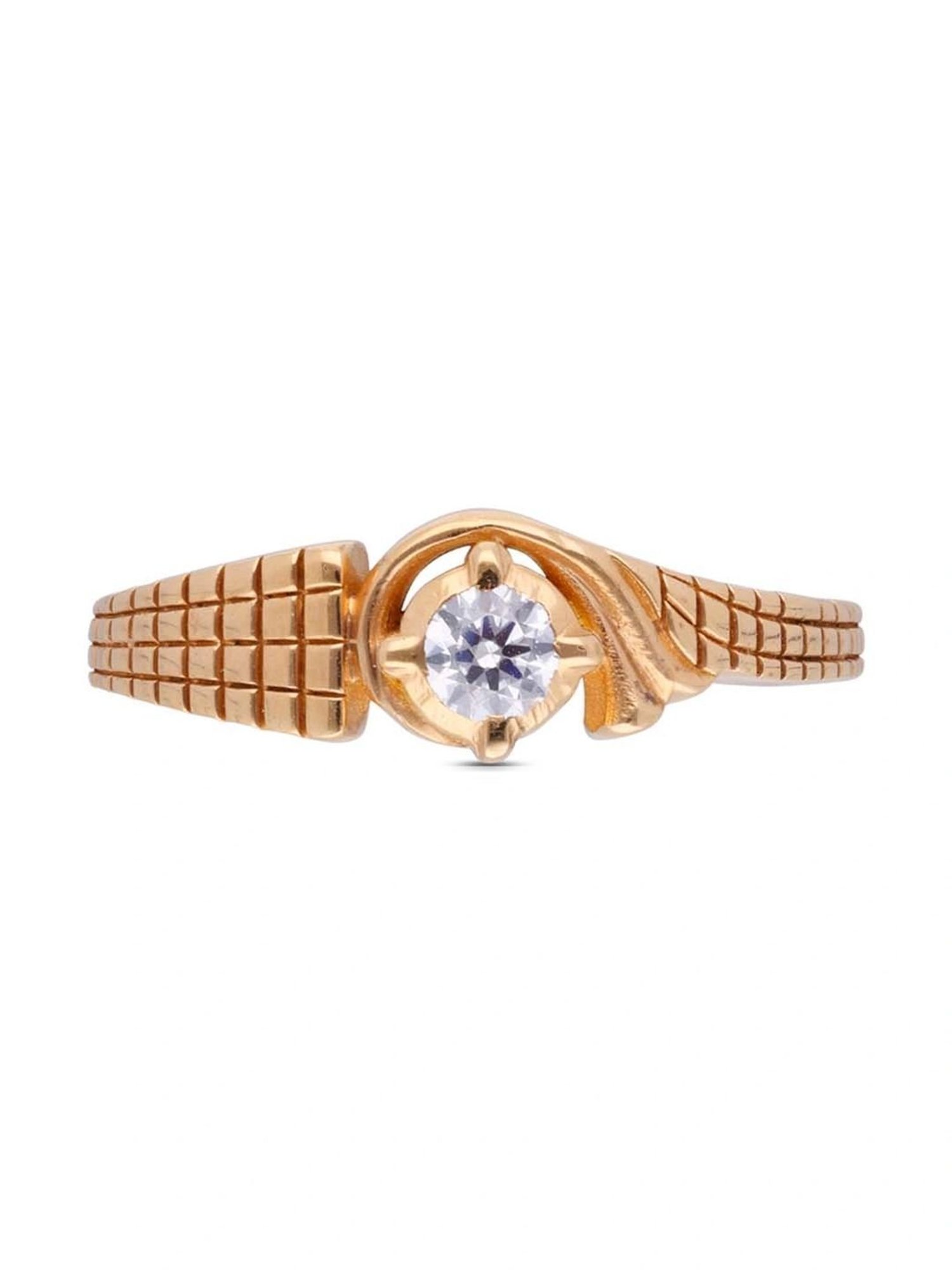 CKC Gold Ring with Single Cubic Zirconia: Minimalist Chic