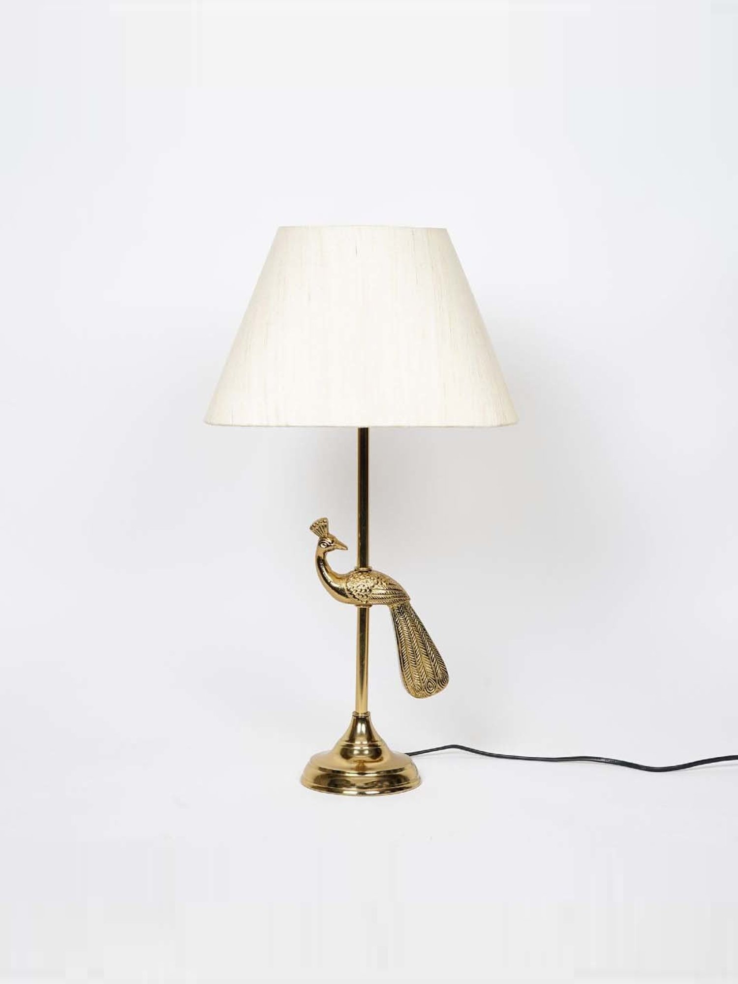 Kapoor Lamp Shades Aluminium Torre Brass Finish Table Lamp With Linen Shade