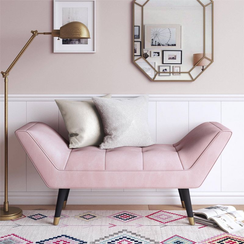 Allura Velvet Tufted Bench Pink - CosmoLiving by Cosmopolitan