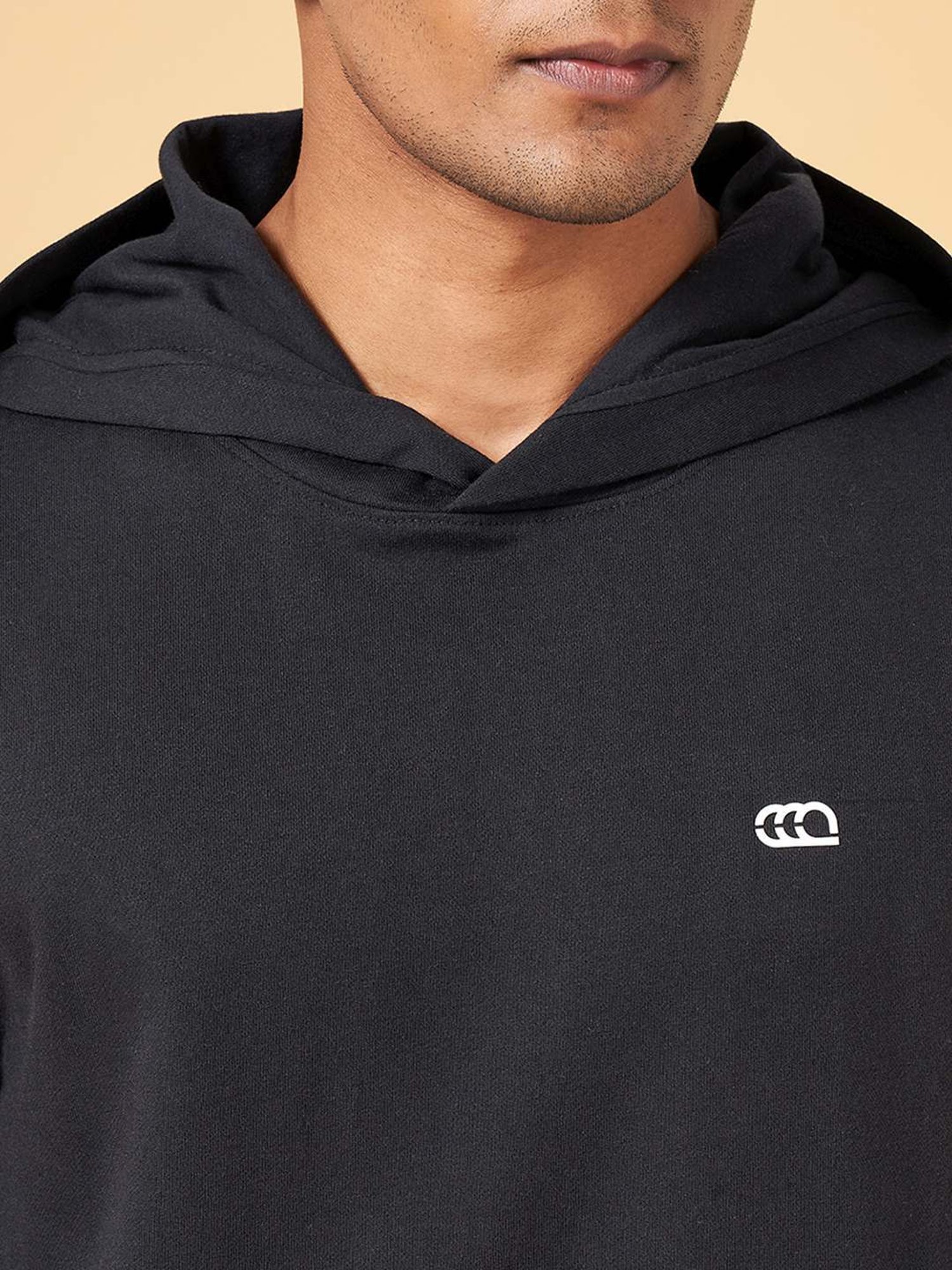 Ajile by Pantaloons Jet Black Slim Fit Hooded T-Shirt