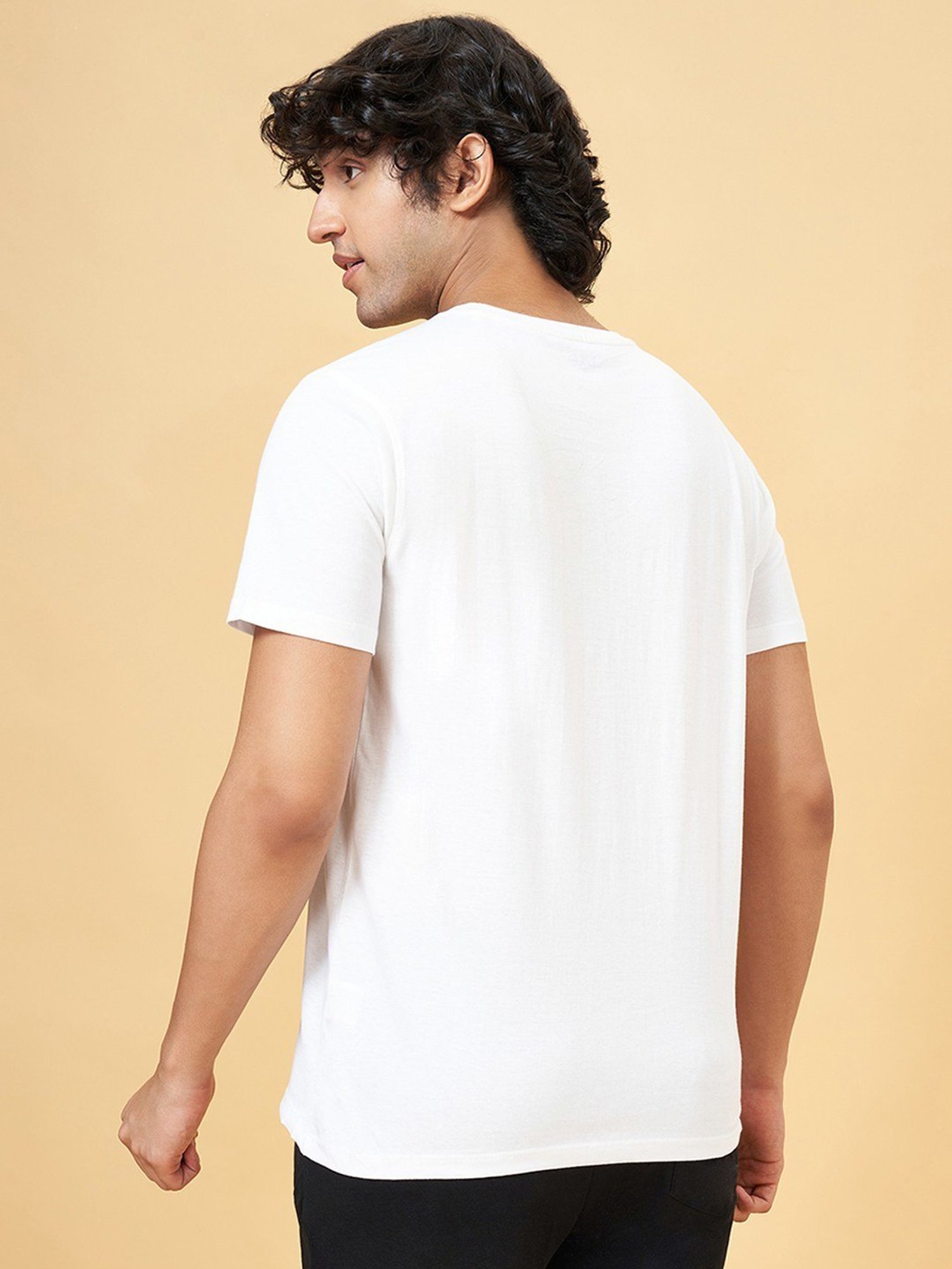 Ajile By Pantaloons White Cotton Slim Fit Printed T-Shirt