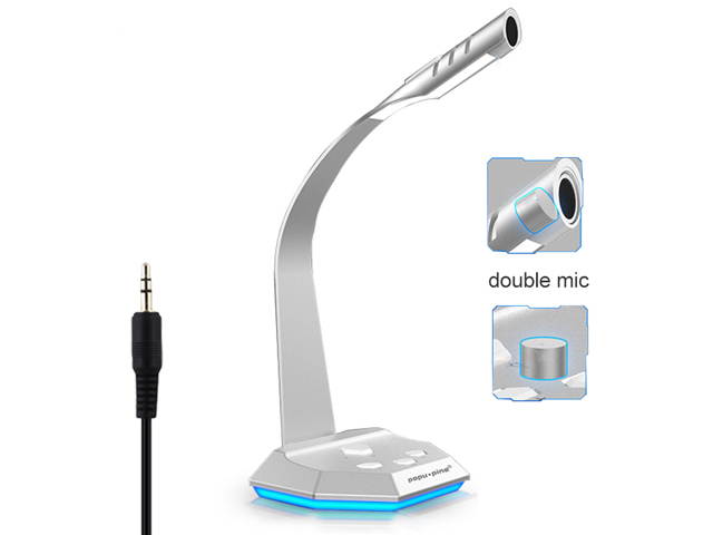PC Gaming Microphone with Table Lamp 3.5mm Amplifier Desktop Microphone for Computer Smartphone
