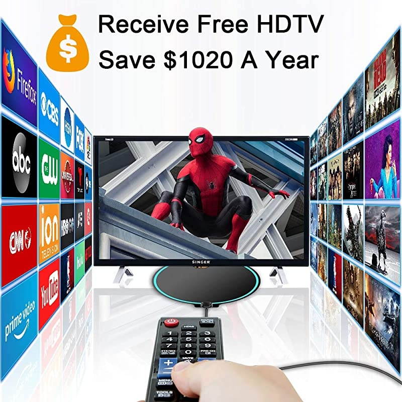 2020 Upgraded TV Antenna  HD Digital HDTV Antenna 150+ Miles Long Range with Amplified Signal Booster 4K 1080P Freeview Life Local Channels Support All Television 165ft Coax Cable