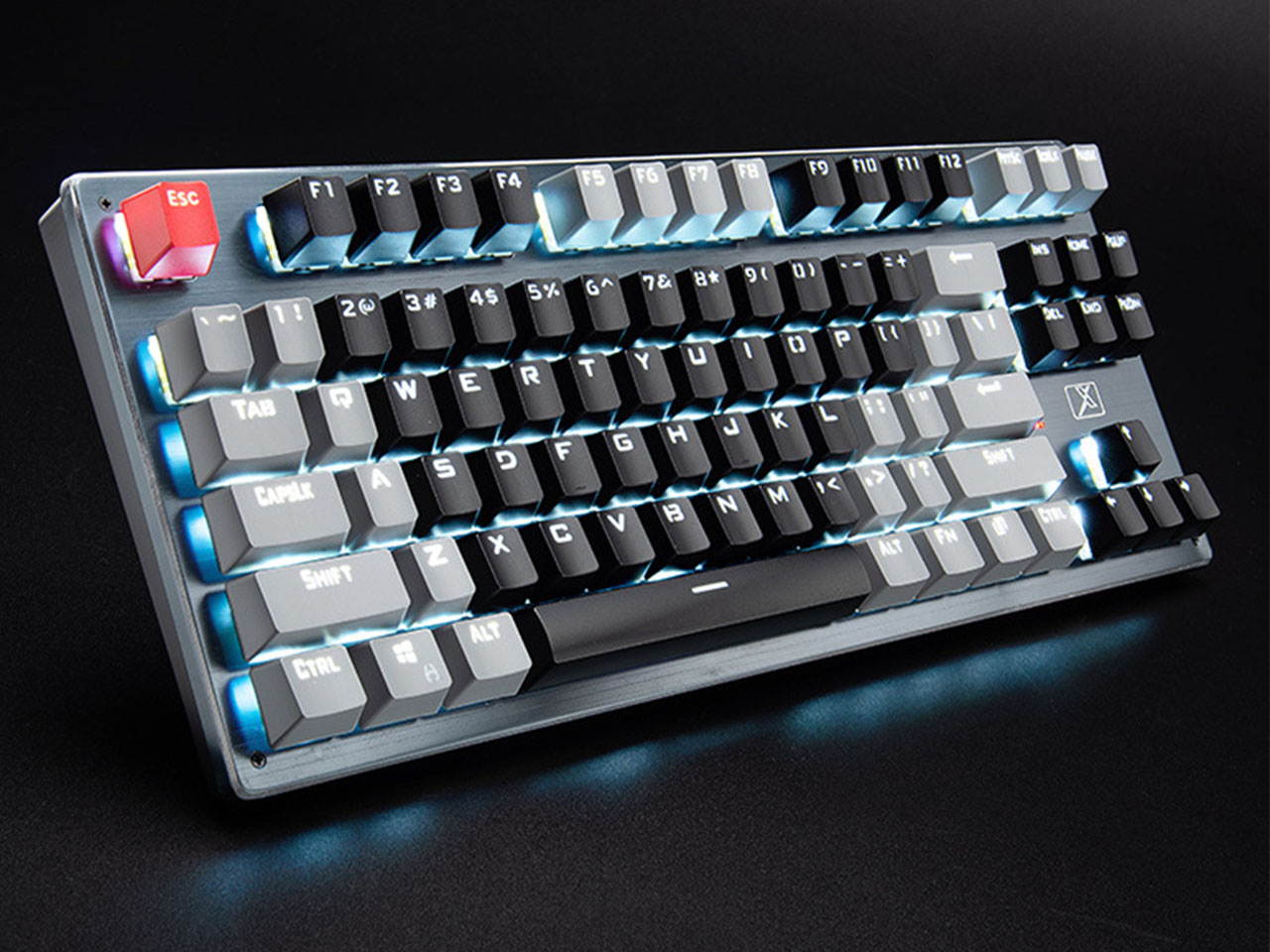 HSCCGI Mechanical Bluetooth 3.0 Wired/Wireless 87 Keys Multi-Device LED Backlit Gaming/Office Keyboard for iOS, Android, Windows and Mac with Rechargeable Battery, Blue Switch - GrayBlack