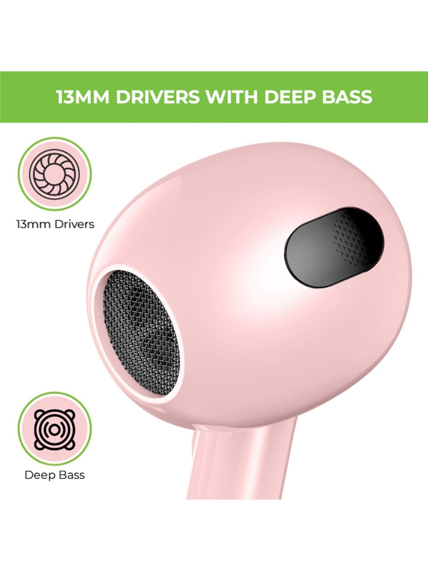 ULTRAPROLINK UM1147 Bluetooth Earbuds with 12H Playtime, Game Mode (Pink, True Wireless)