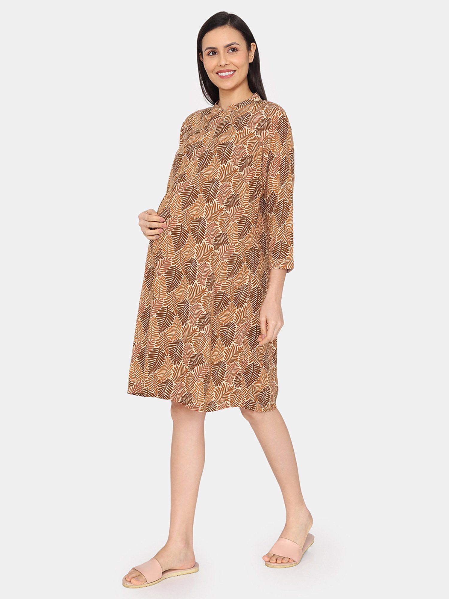 Clovia Yellow & Pink Graphic Print Maternity Top With Pyjamas