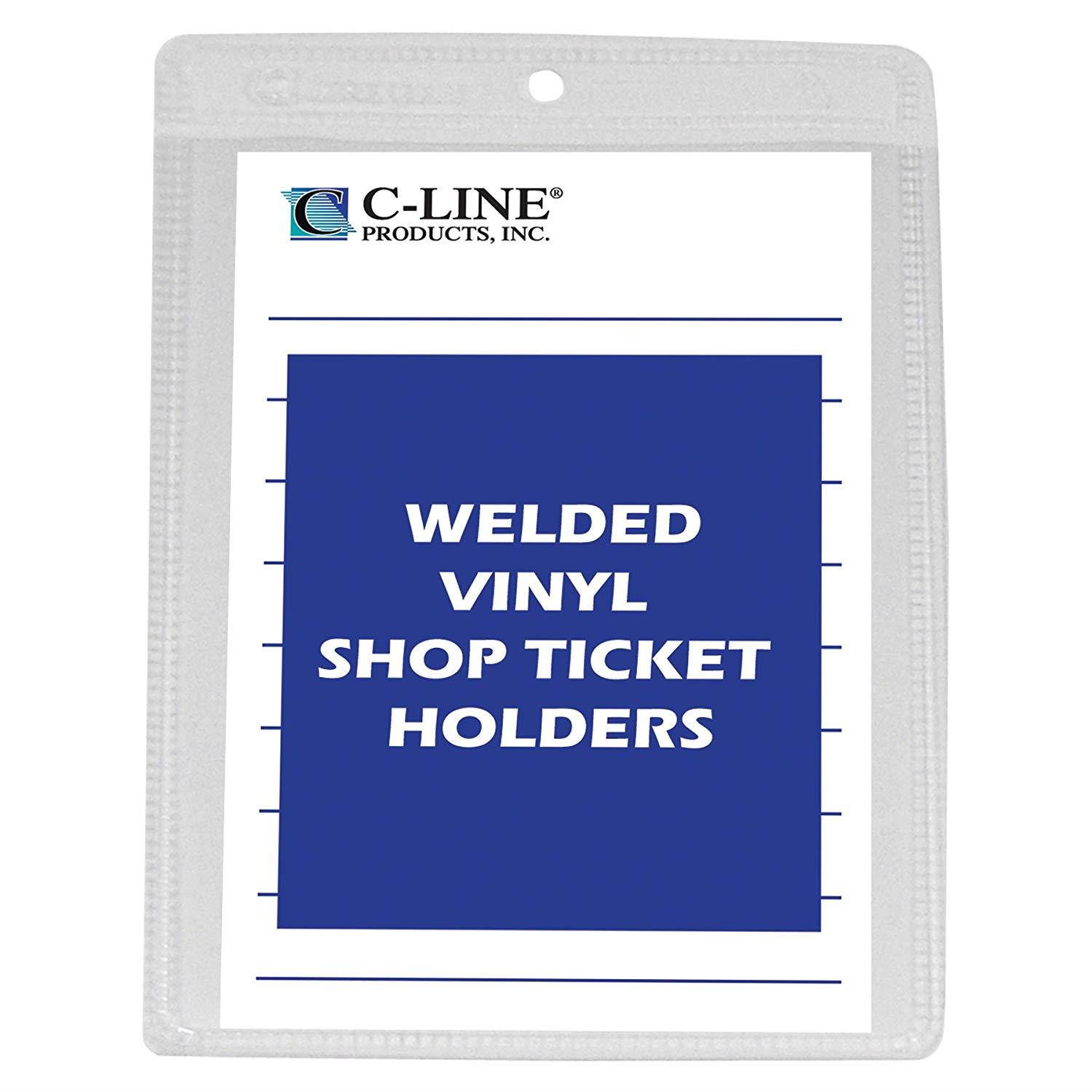 C-Line Vinyl Shop Ticket Holders, Both Sides Clear, 4 x 6 Inches, 50 per Box (80046)