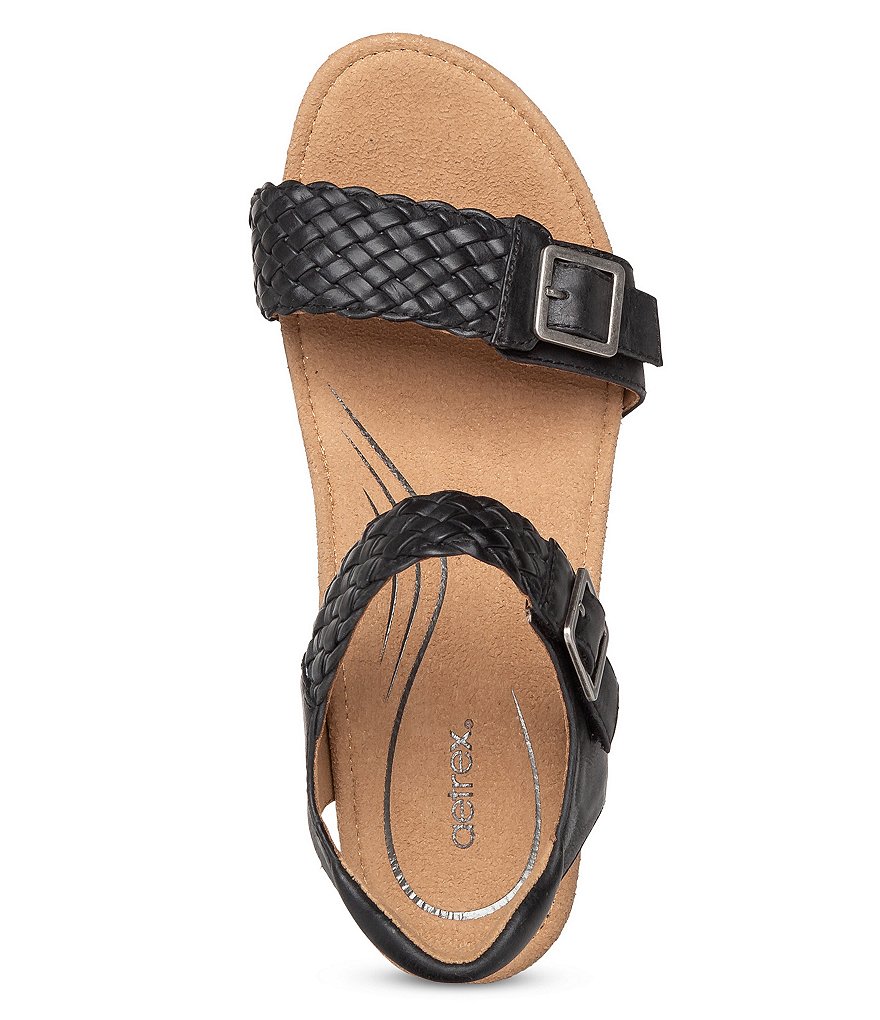Aetrex Grace Woven Leather Wedge Sandals