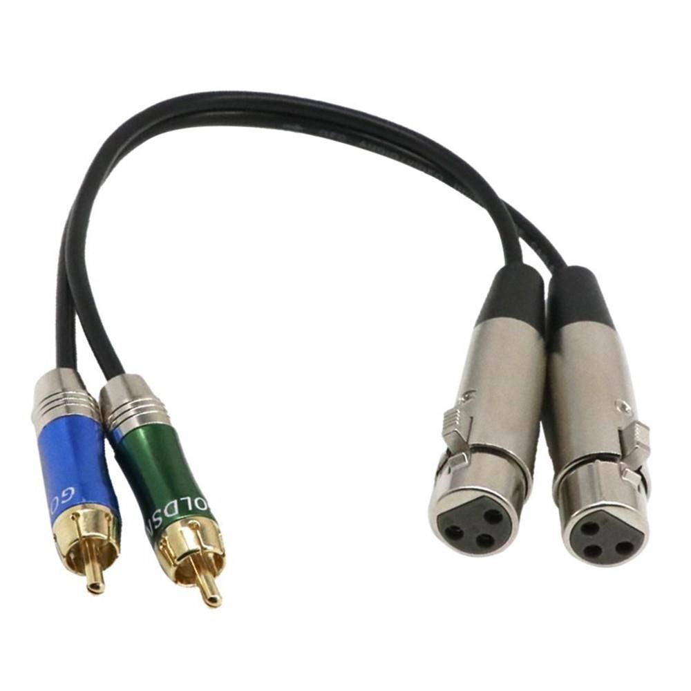 Dual XLR Female to Dual RCA Male Patch Cable Cord Audio Cable Black