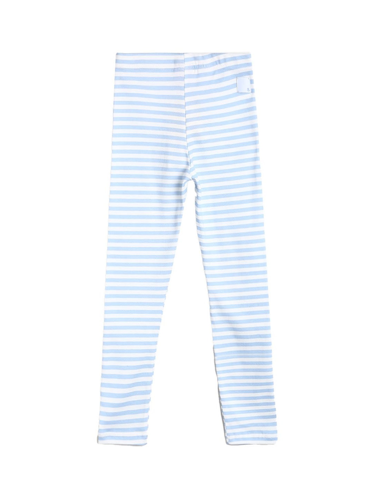 Tales & Stories Girls Blue & White Striped Leggings