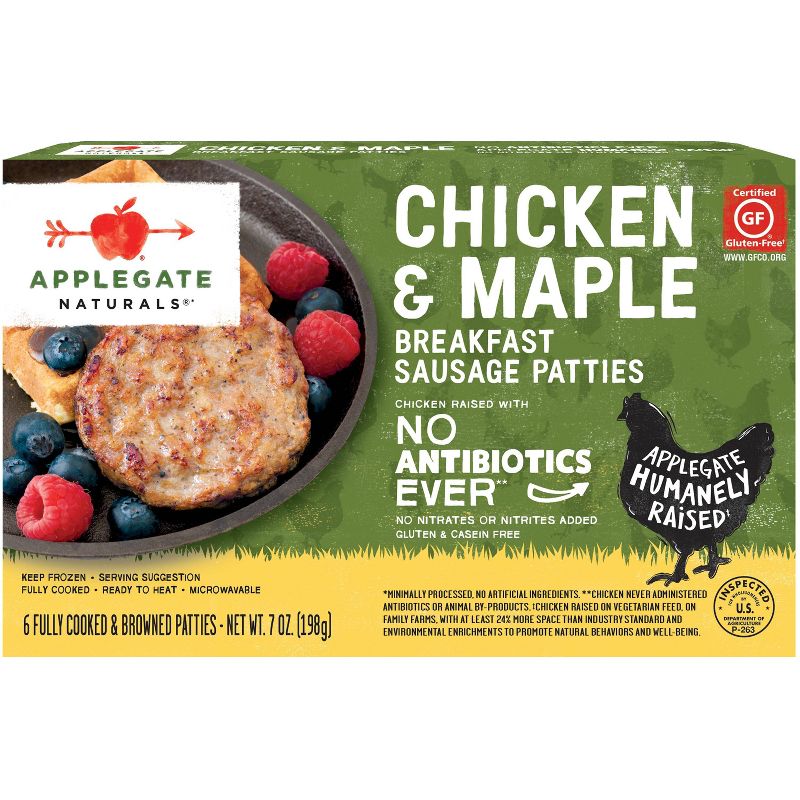 Applegate Naturals Chicken & Maple Frozen Sausage Patties - 6ct/7oz