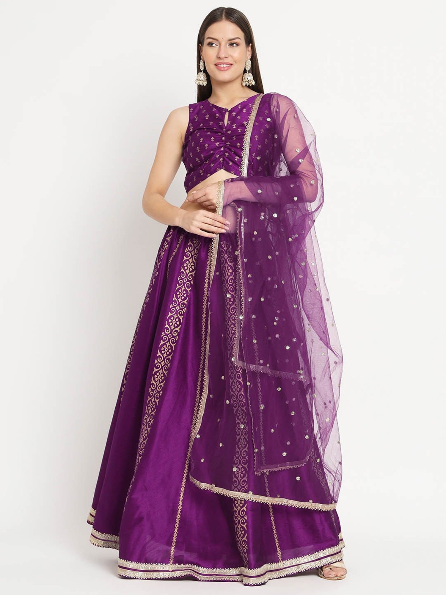studiorasa Purple Hand Block Print Lehenga Set