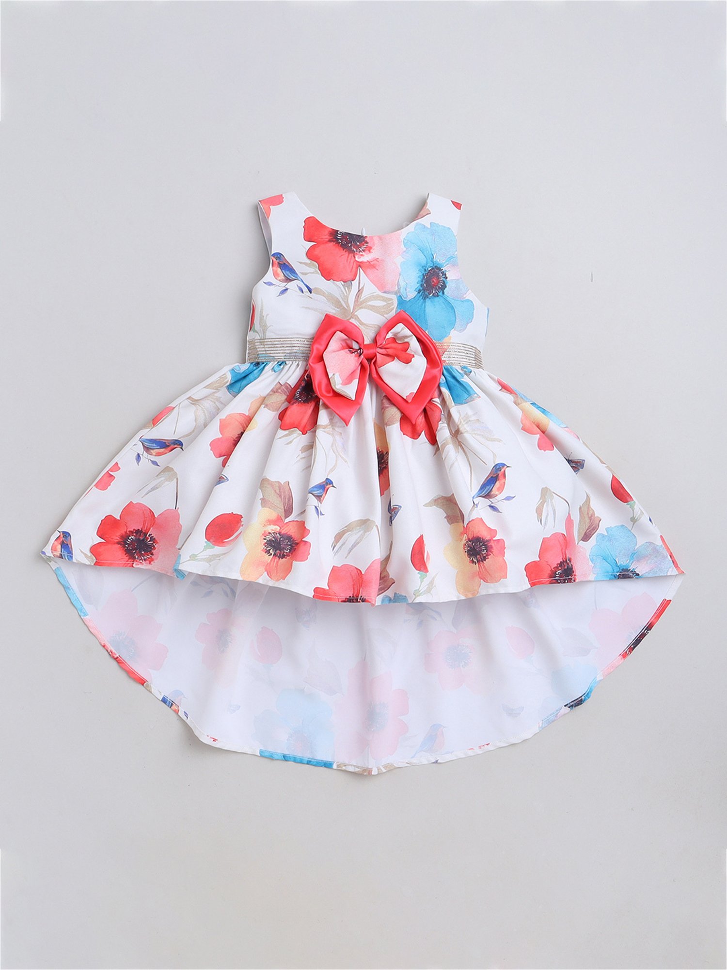 Many Frocks Kids White Floral Print Dress
