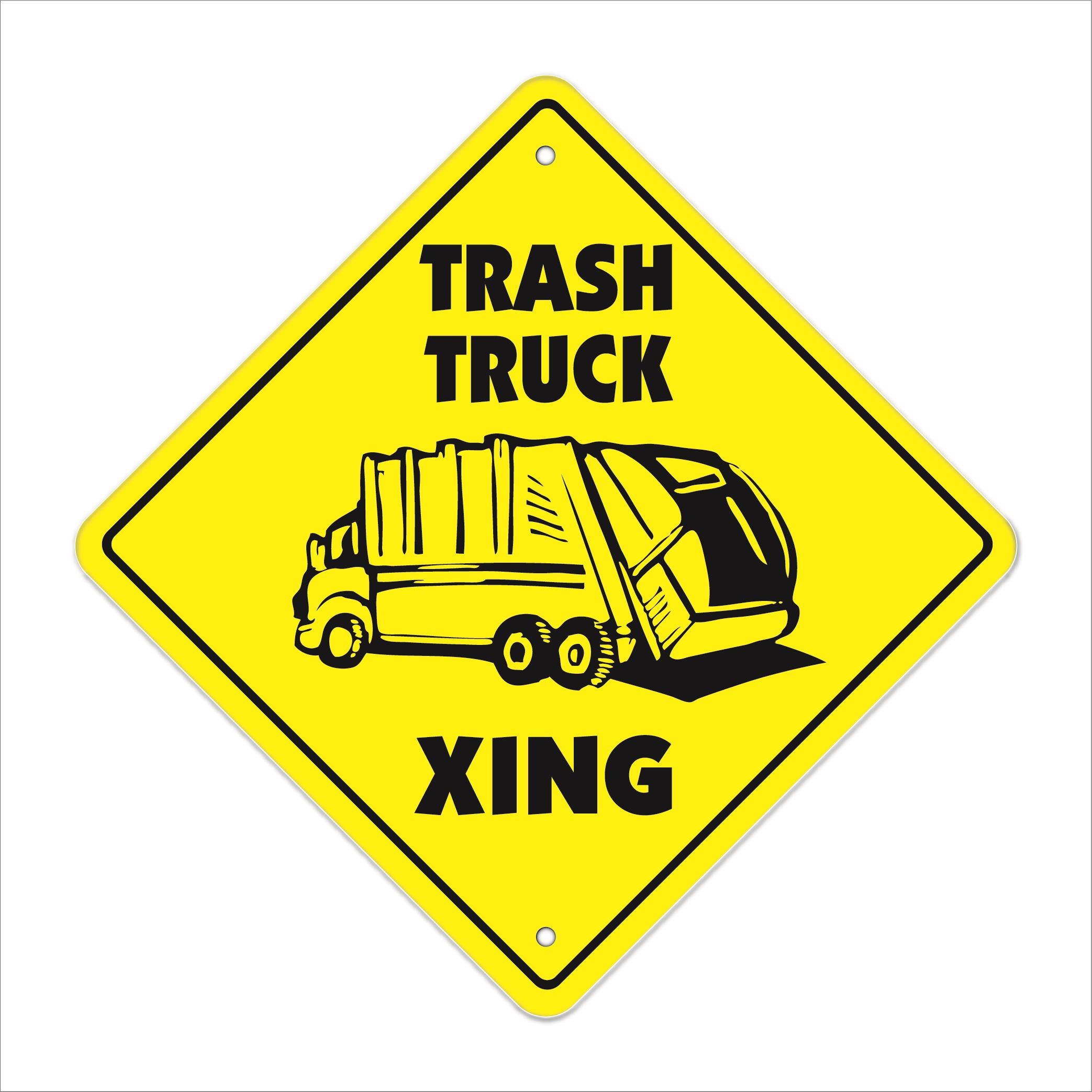 Trash Truck Crossing Decal Zone Xing Tall sanitation engineer waste