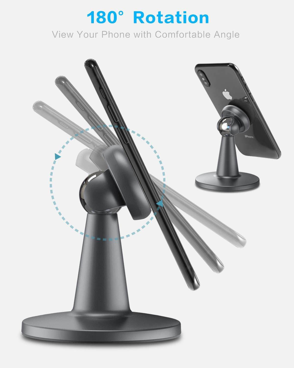 Magnetic Cell Phone Stand for Desk, SUPERONE Desktop Phone Holder Compatible with iPhone 11 Pro Xs Xs Max Xr X 8 7 6, Samsung, Google Pixel and More