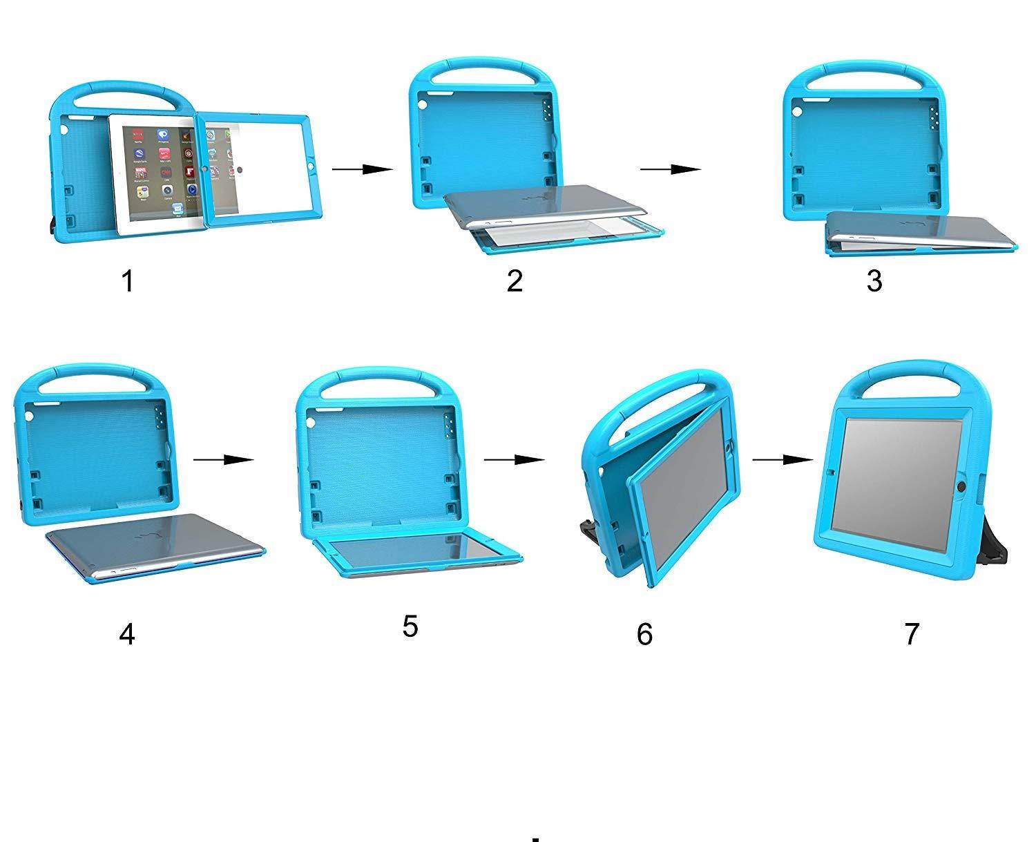 AVAWO Kids Case Built-in Screen Protector for iPad 2 3 4 - Shockproof Handle Stand Kids Friendly Compatible with iPad 2nd 3rd 4th Generation (Turquoise)